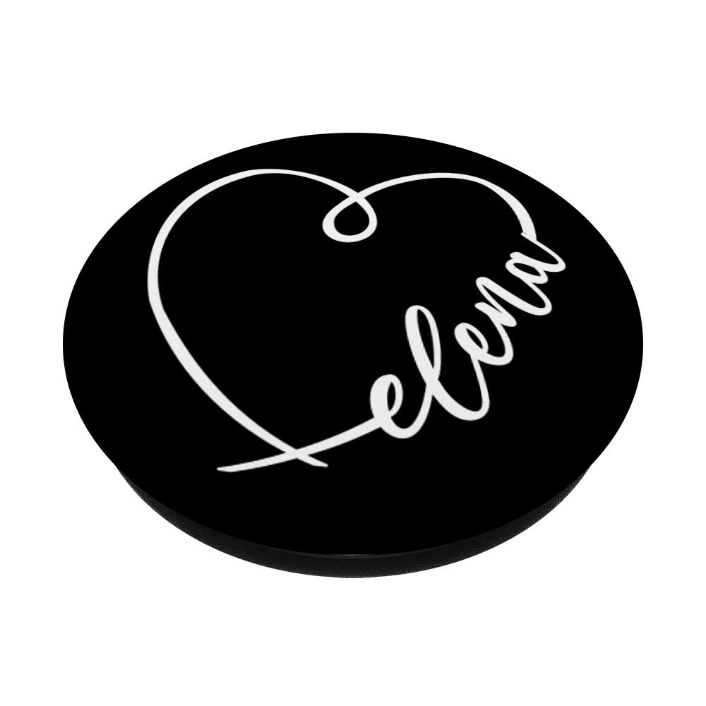 Elena Name Minimalist Heart Calligraphy Art PopSockets Swappable Phone Grip - Stylish Phone Accessory for iPhone, Samsung & Tablets - Perfect for Daily Use, Travel & Selfies
