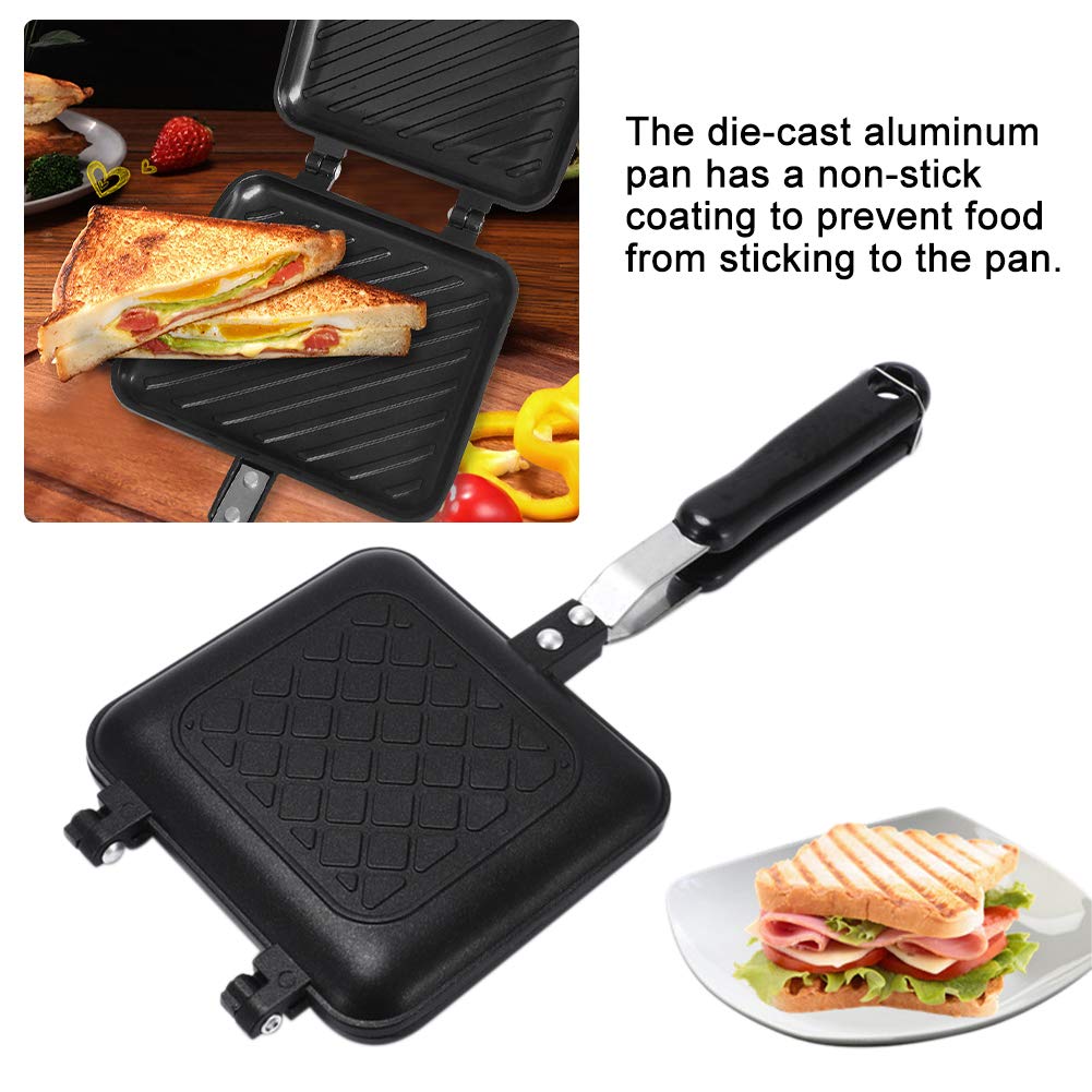 Non-Stick Double-Coated Sandwich Maker & Panini Press - Aluminum Flip Grill Pan for Hot Sandwiches, Breakfast, Picnics & Quick Meals