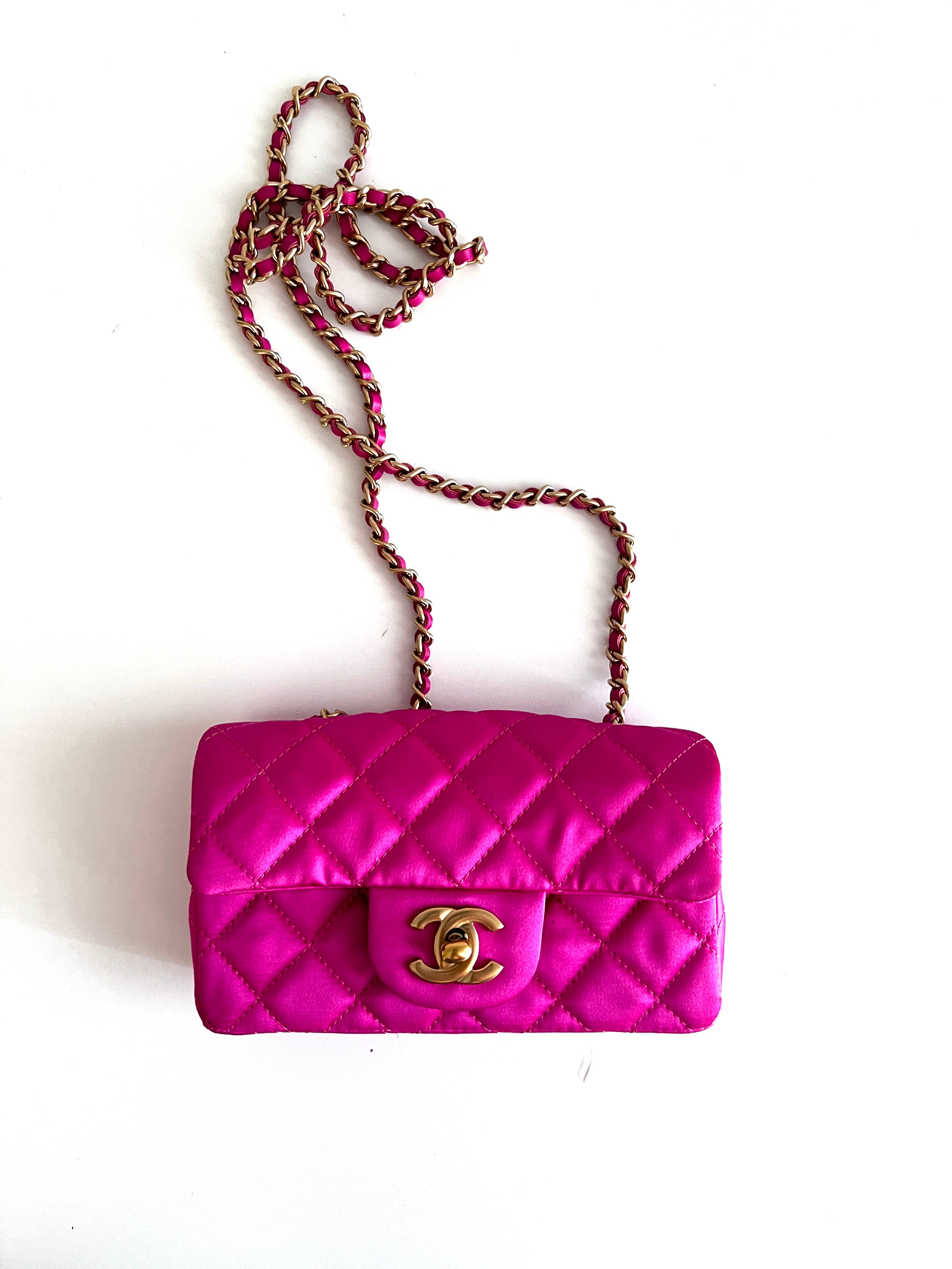 Chanel Extra Mini Pink Satin Flap Bag - Pre-Owned Like New Condition | Perfect for Evening Parties, Weddings & Special Occasions