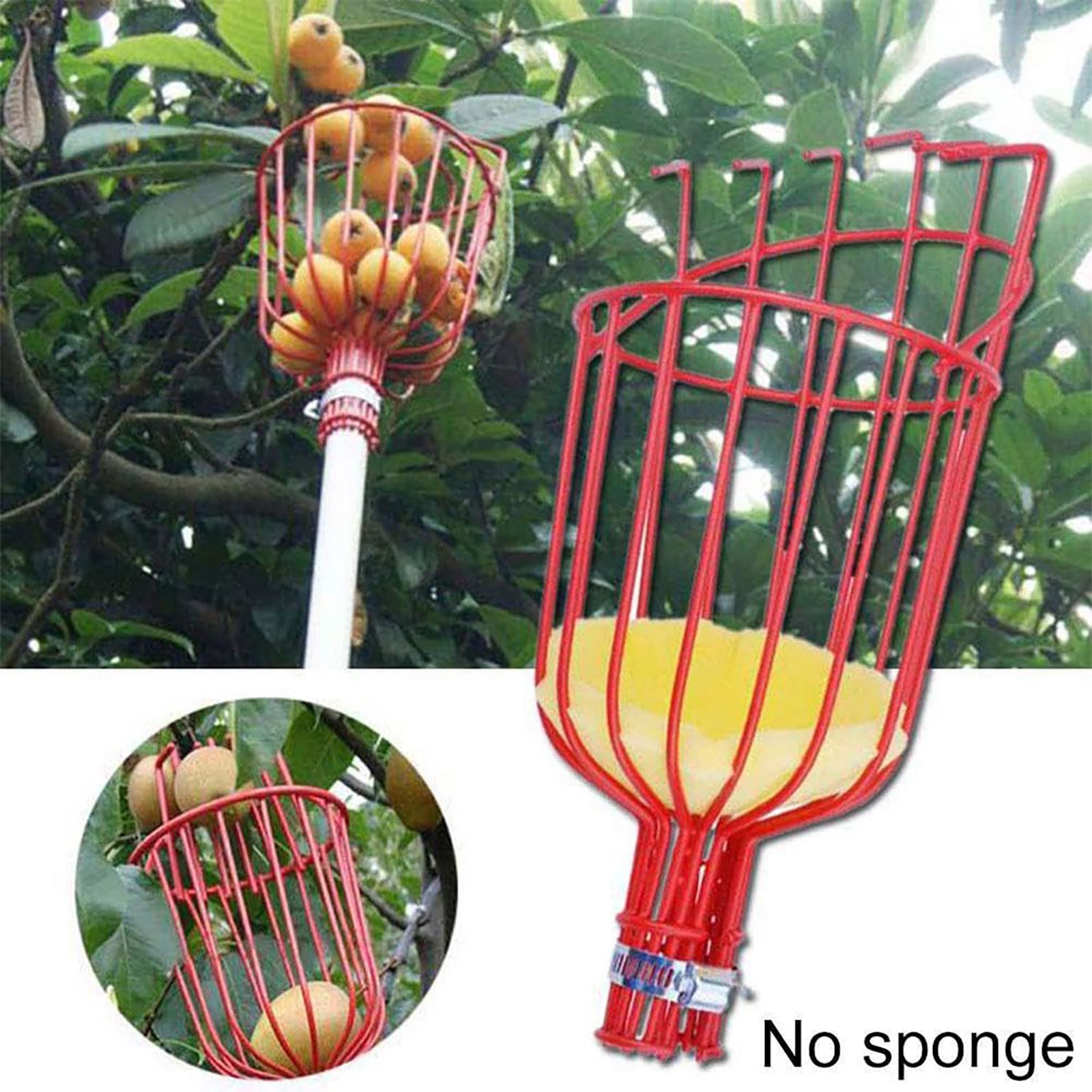 **Twist-On Fruit Picker Basket with Cushion - Lightweight Harvesting Tool for Apples, Oranges, Plums, Lemons & Avocados - Easy to Use for Home Garden, Orchard & Farm (Pole Not Included, 1PCS)**