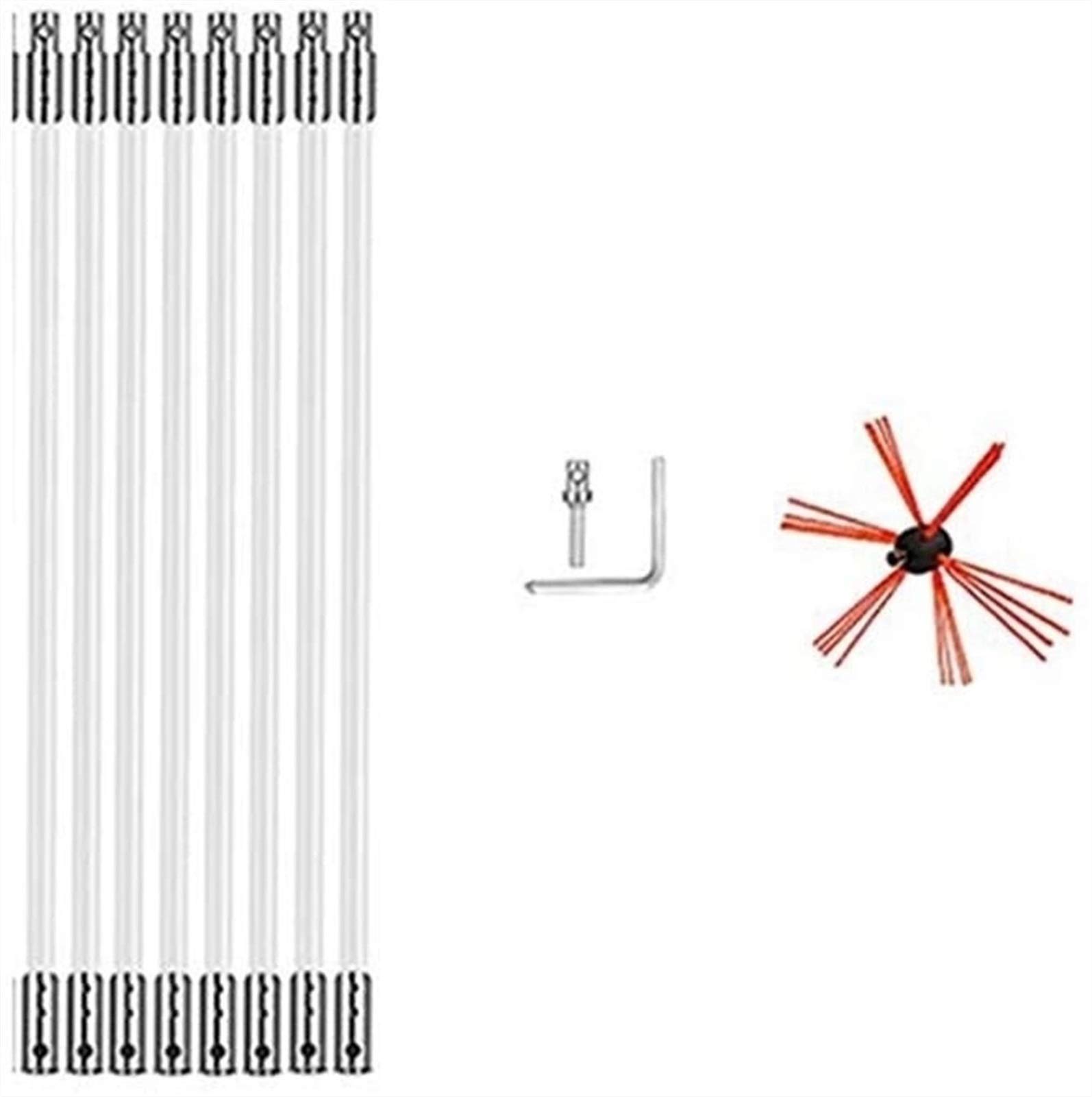 Flexible 6m/8m/10m Chimney Cleaning Brush Kit - Durable Soot Remover & Smoke Sweep Tool for Fireplace Maintenance (8m, Black) - Perfect for Home Fireplace, Wood Stove & Chimney Flue Cleaning