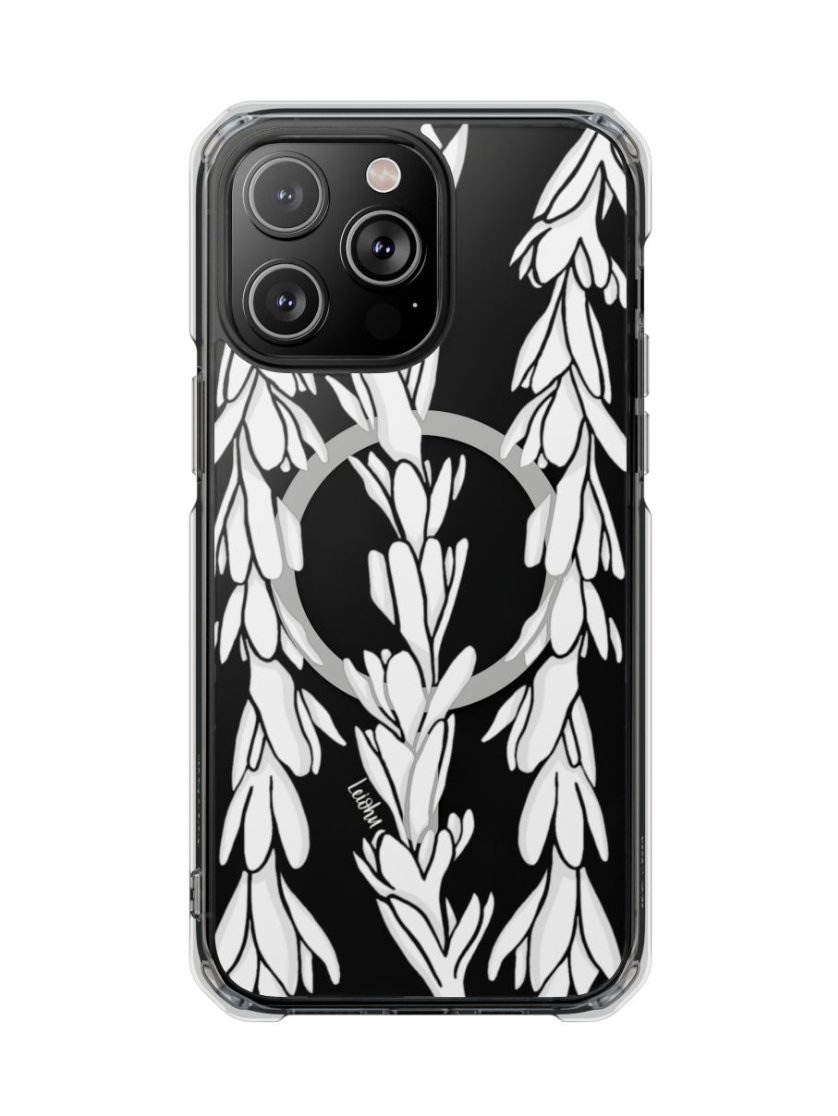 Premium Tuberose Lei Clear Phone Case - Shatterproof & Slim Design for iPhone & Samsung | Perfect for Hawaiian Luau, Beach Parties & Tropical Vacations