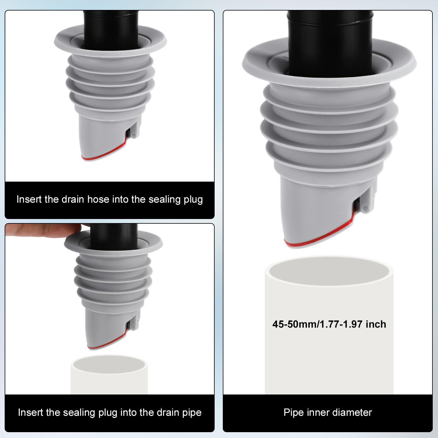 Silicone Drain Pipe Sealer - Washing Machine Drain Hose Seal, Kitchen Sink Sewer Drain Plug & Bathroom Drain Stopper - Leak-Proof Waterproof Seal for Home & RV Use (Medium Size) - Perfect for Laundry Rooms, Kitchens & Bathrooms