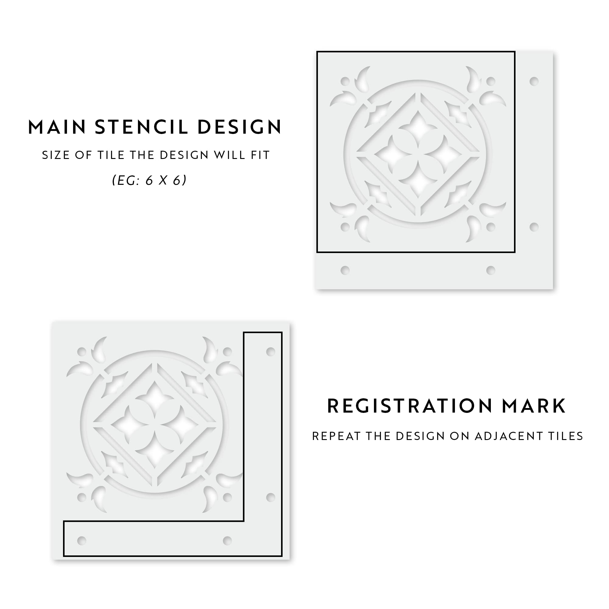 Caspian Tile Stencil Kit - Reusable DIY Floor & Wall Tile Painting Stencils with Intricate Patterns for Home Decor, Bathroom, Kitchen Backsplash, and Outdoor Projects