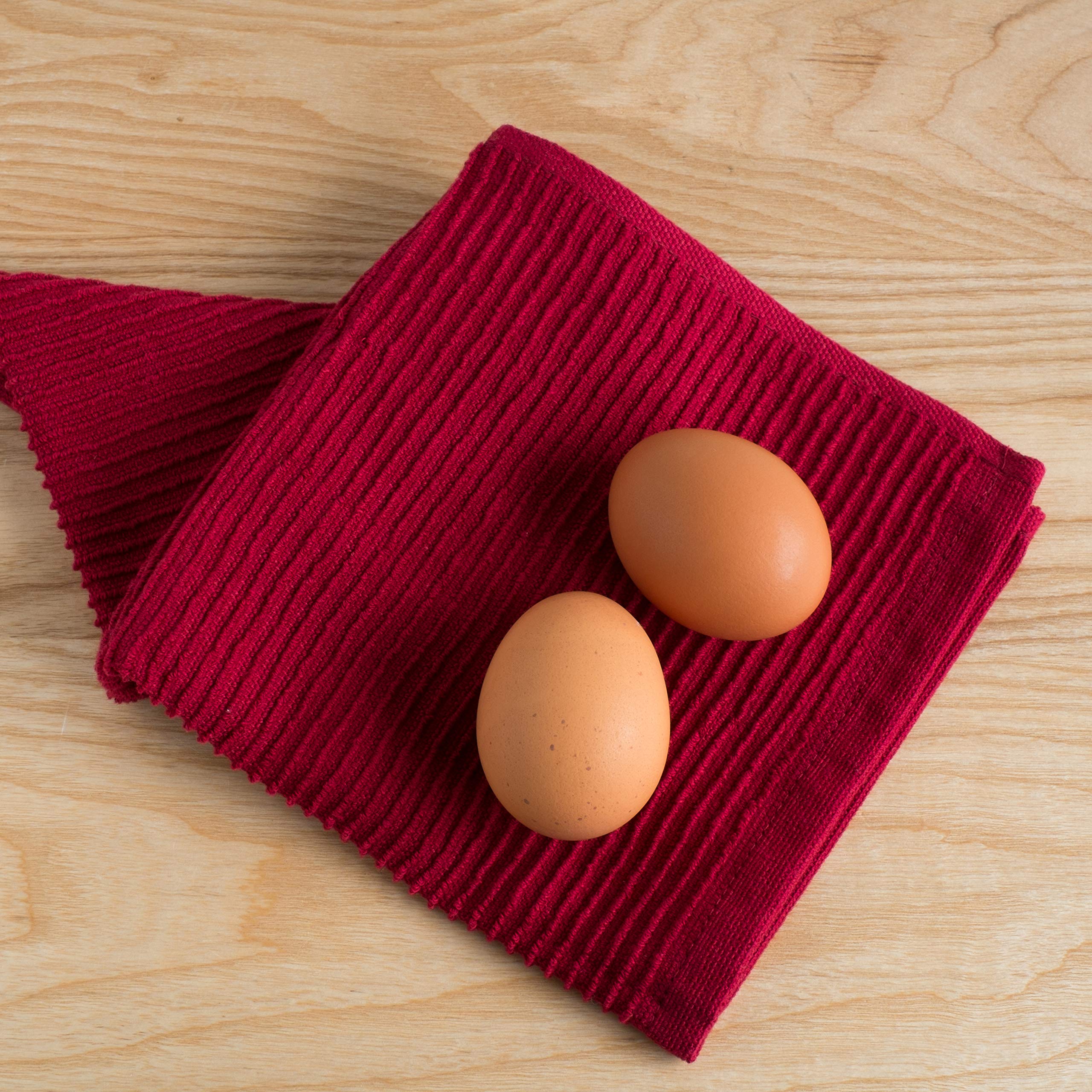 Now Designs Ripple Kitchen Dishcloth Set of 4 - Super Absorbent & Quick-Drying Dish Towels for Washing Dishes, Cleaning Countertops & Kitchen Surfaces - Carmine Red