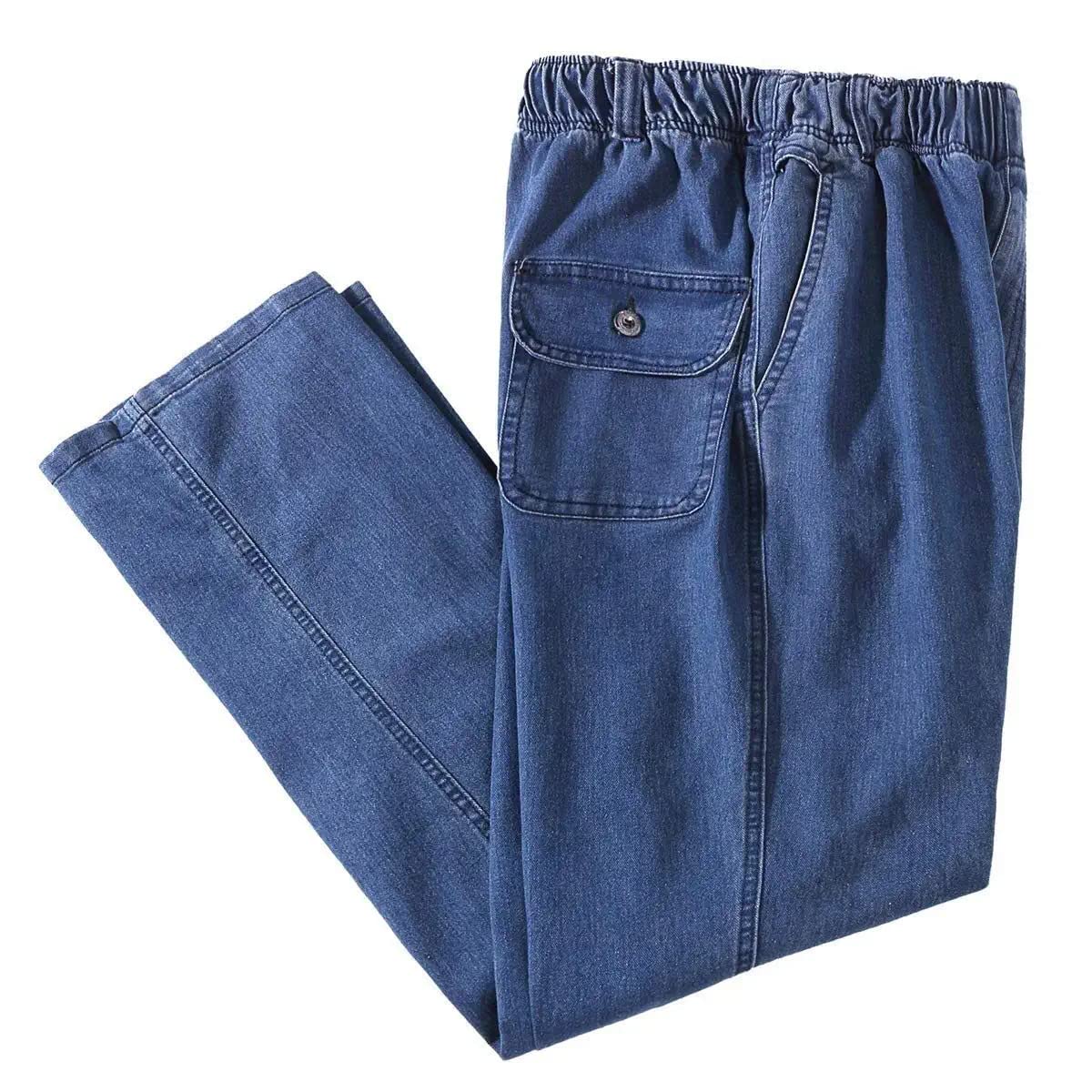 Ylingjun Men's Stretch Elastic Waist Jeans - Comfortable Loose Fit Pull On Denim Pants for Casual Wear | Perfect for Work, Travel & Everyday Use