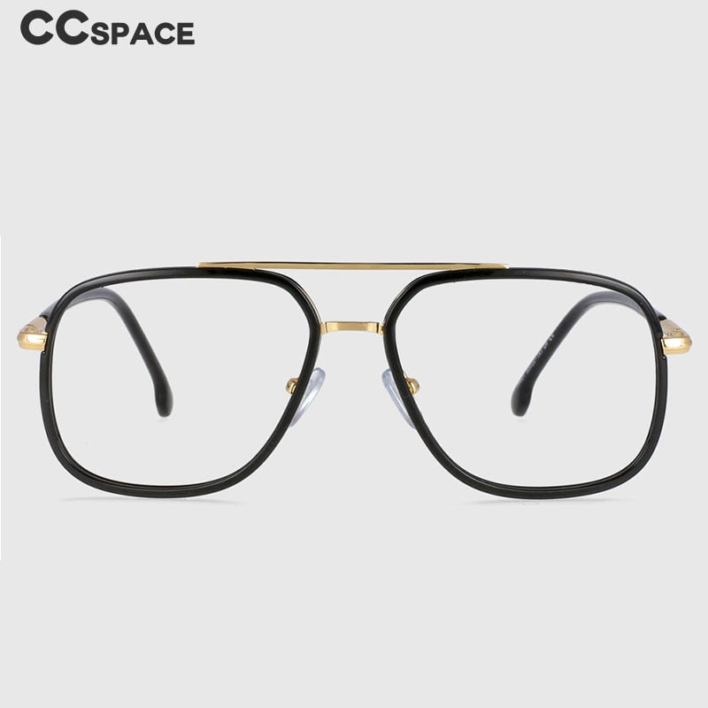 CCspace Unisex Full Rim Square Double Bridge TR90 Titanium Frame Eyeglasses 53947 - Lightweight & Durable Glasses for Work, Reading & Fashion