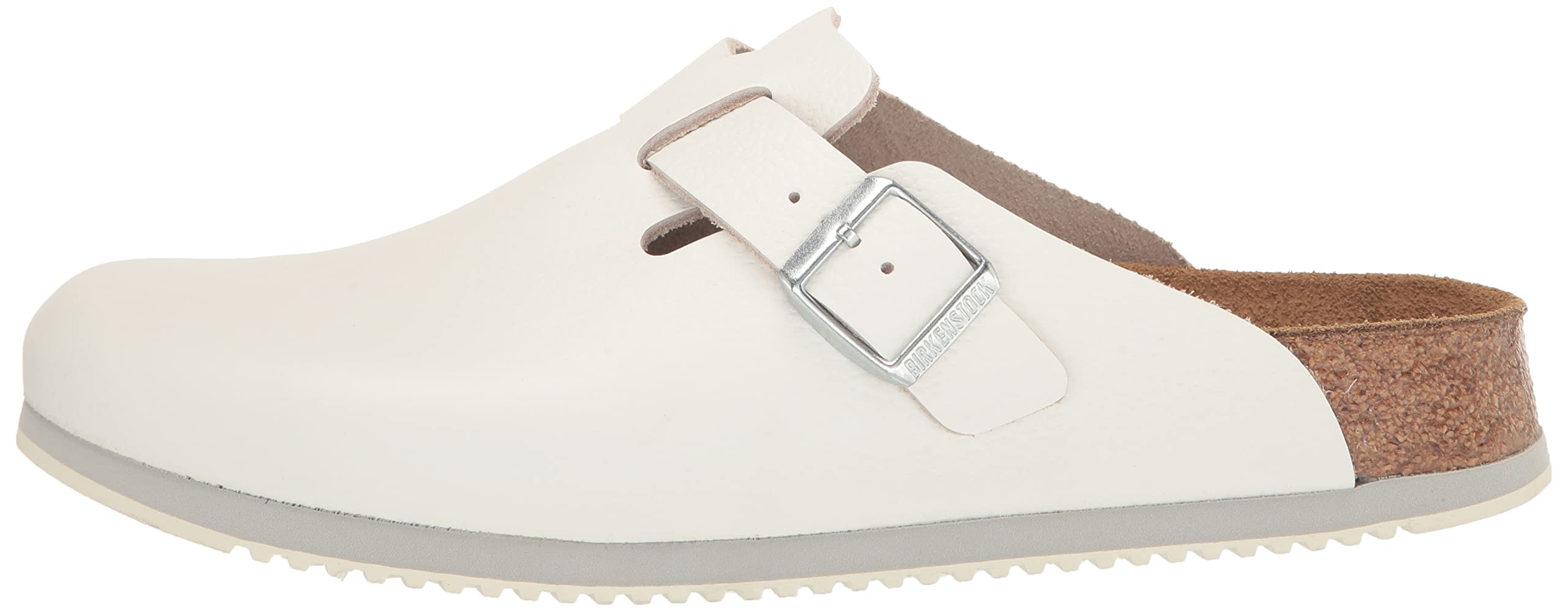 Birkenstock Boston Unisex Leather Clogs - White, EU 35 (US Women's 4-4.5) | Comfortable Slip-On Shoes for Home, Office & Casual Wear