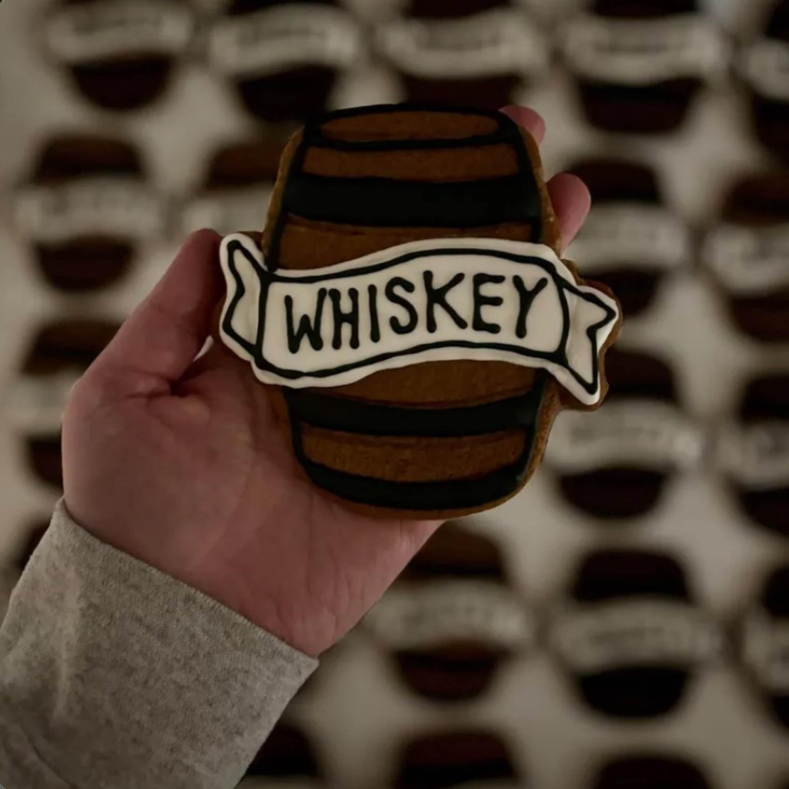 Sweet Prints Inc Whiskey Barrel with Banner Outline Cookie Cutter - Stainless Steel, Dishwasher Safe - Perfect for Whiskey Themed Cookies, Baking, and Party Decorations