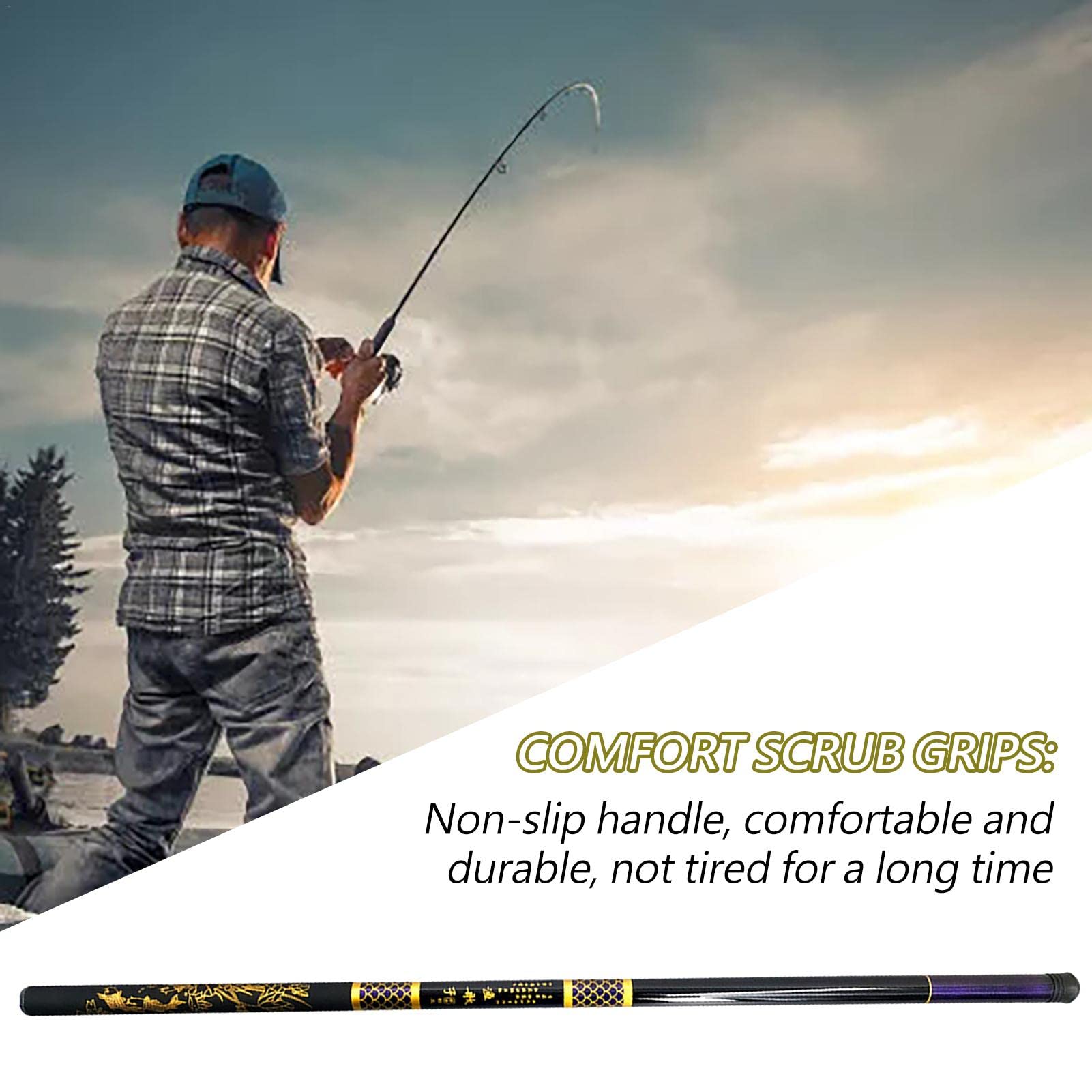 Portable Carbon Fiber Telescopic Fishing Rod - Ultralight Travel Fishing Pole for Trout, Coastal & Stream Fishing | Compact Telescopic Design for Hiking, Camping & Backpacking Trips