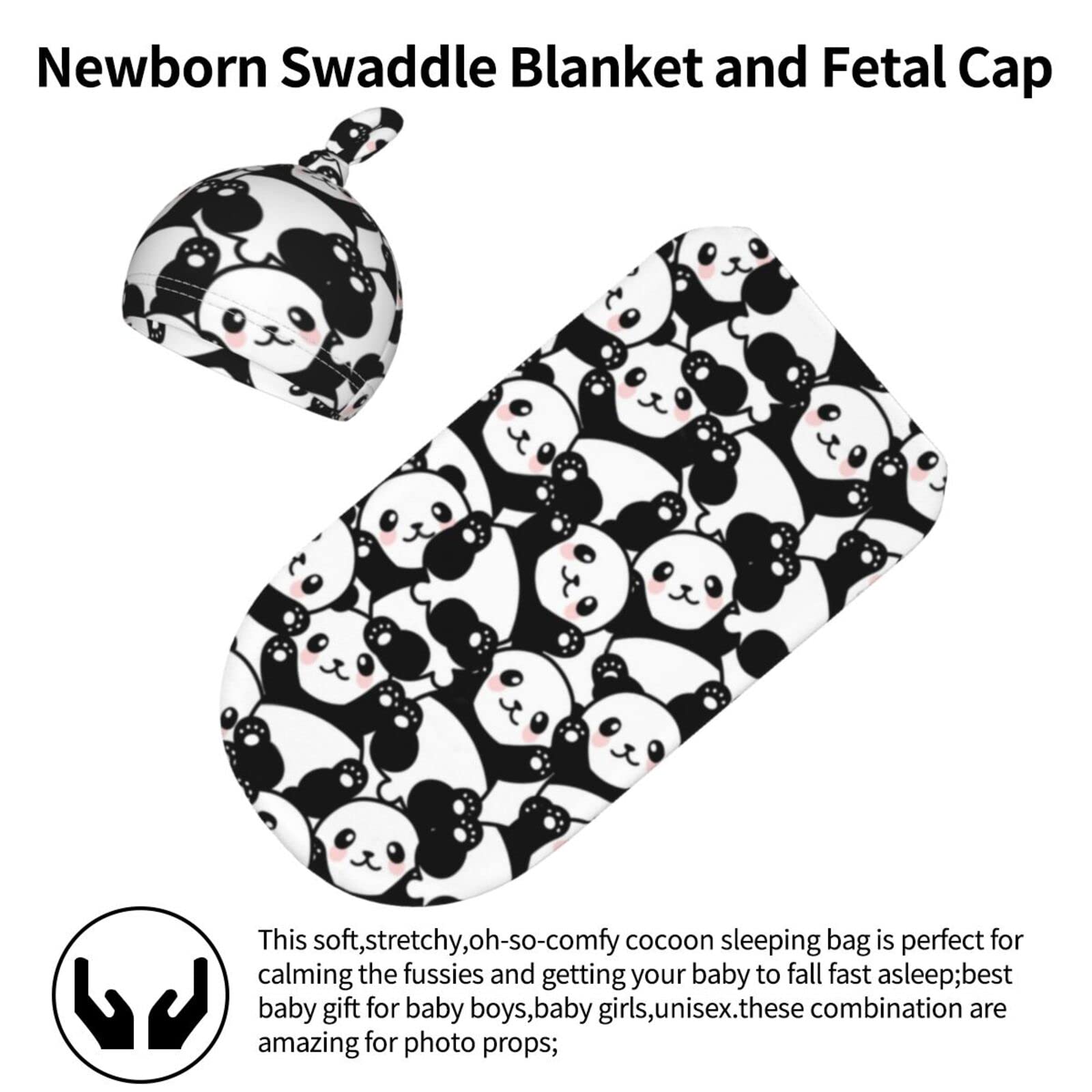 Soft Panda Baby Swaddle Blankets & Beanie Hat Set - Cute Newborn Wrap Blankets for Infant Boys & Girls - Perfect Baby Shower Gift & Cozy Nursery Essential