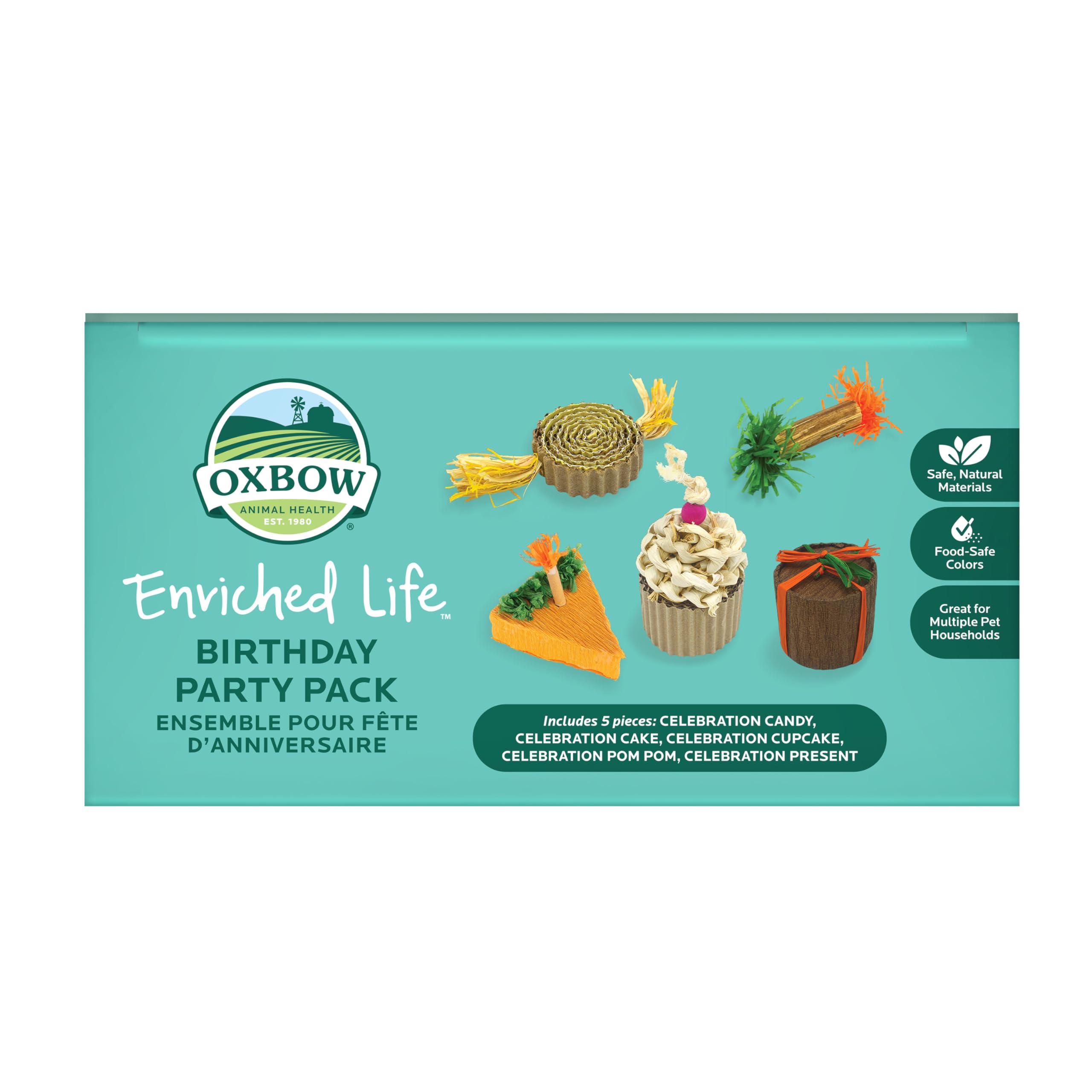 Oxbow Enriched Life Birthday Party Pack - Fun Rabbit Toys & Guinea Pig Toys for Small Pets - Bunny, Hamster, Chinchilla & Rat Cage Accessories - Perfect for Playtime, Enrichment & Special Occasions