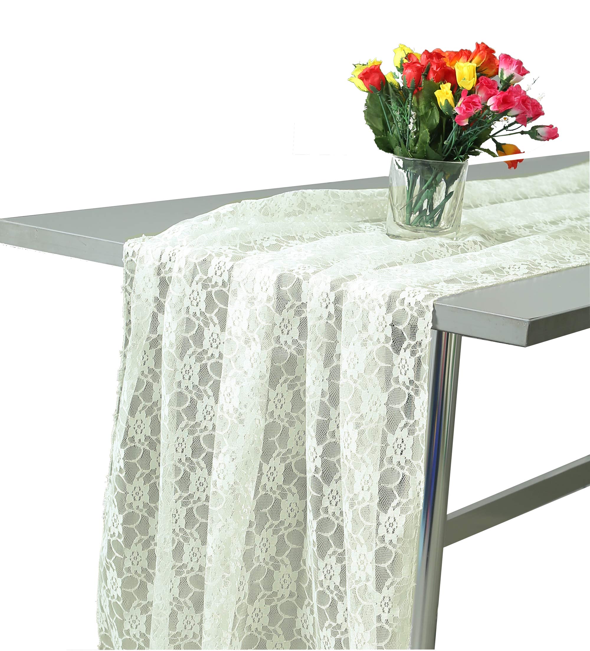 15-Pack Ivory Sheer Lace Table Runners 27