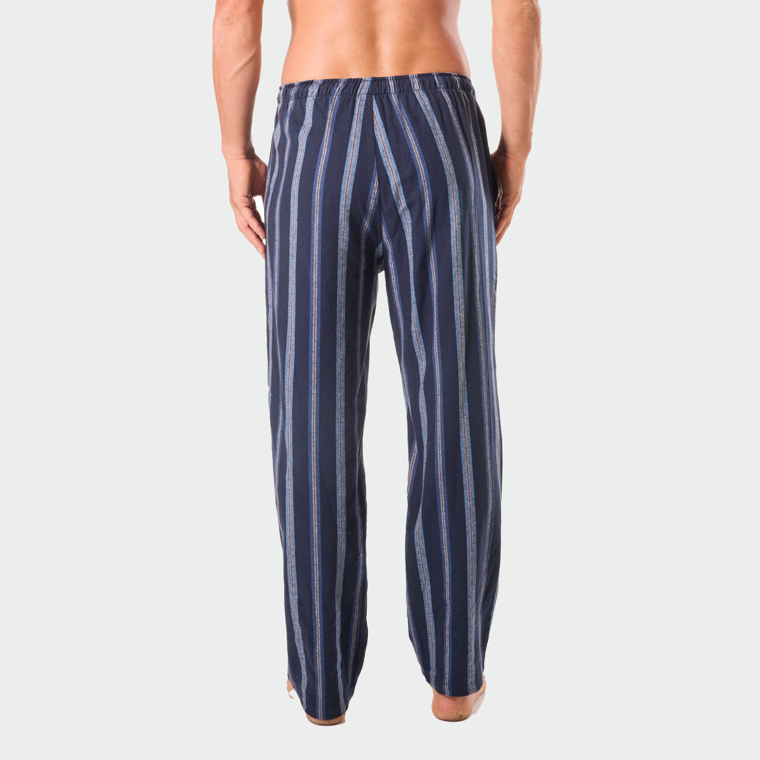 Men's Mason Stripe Cotton Flannel Sleep Pants - Soft & Comfortable Lounge Pajama Bottoms for Relaxing at Home (Navy Blue)