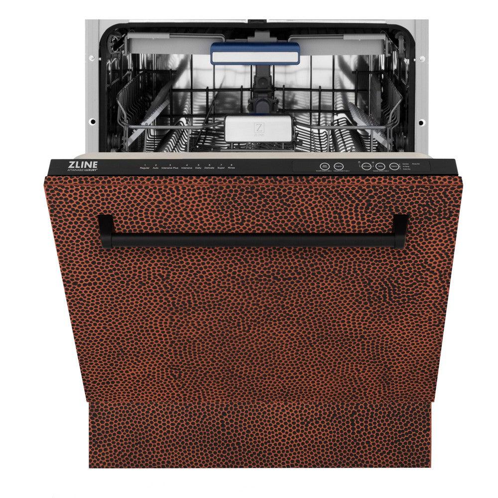 ZLINE 24 Inch Tallac Series 3rd Rack Dishwasher - Hand Hammered Copper Panel, Traditional Handle, 51dBa Ultra Quiet (DWV HH 24) | Perfect for Modern Kitchens, Open Concept Homes & Luxury Remodels