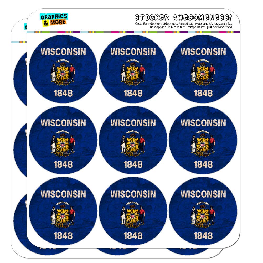 Vintage Wisconsin State Flag Stickers - Distressed USA Patriotic Planner Decals for Scrapbooking, Journaling & Crafting | Perfect for DIY Projects, Bullet Journals, and Home Decor