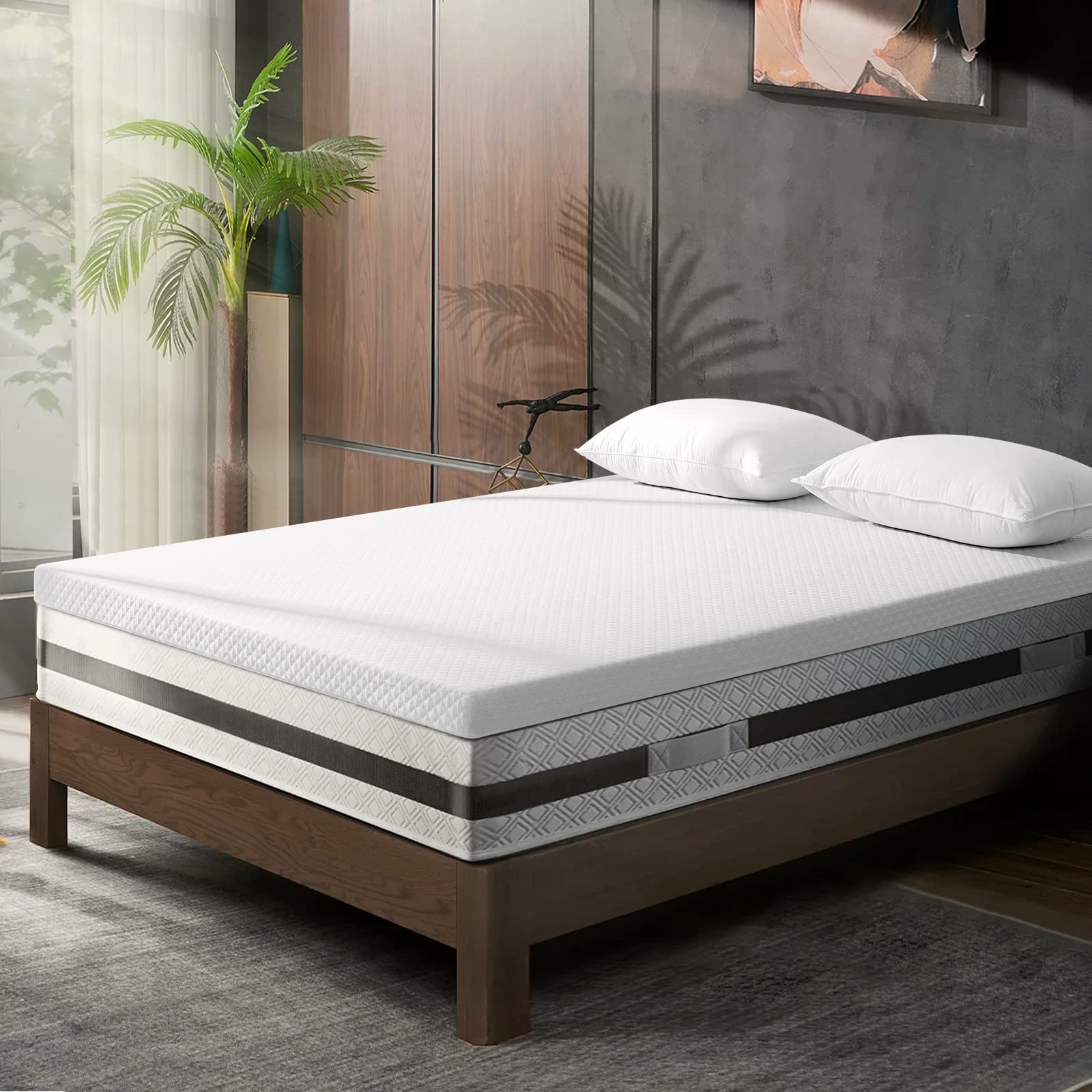 3 Inch Gel Memory Foam Mattress Topper - Full Size Cooling Bed Topper for Pressure Relief & Pain Relief - Removable & Washable Cover - Perfect for Hot Sleepers, Back Pain Sufferers & Side Sleepers