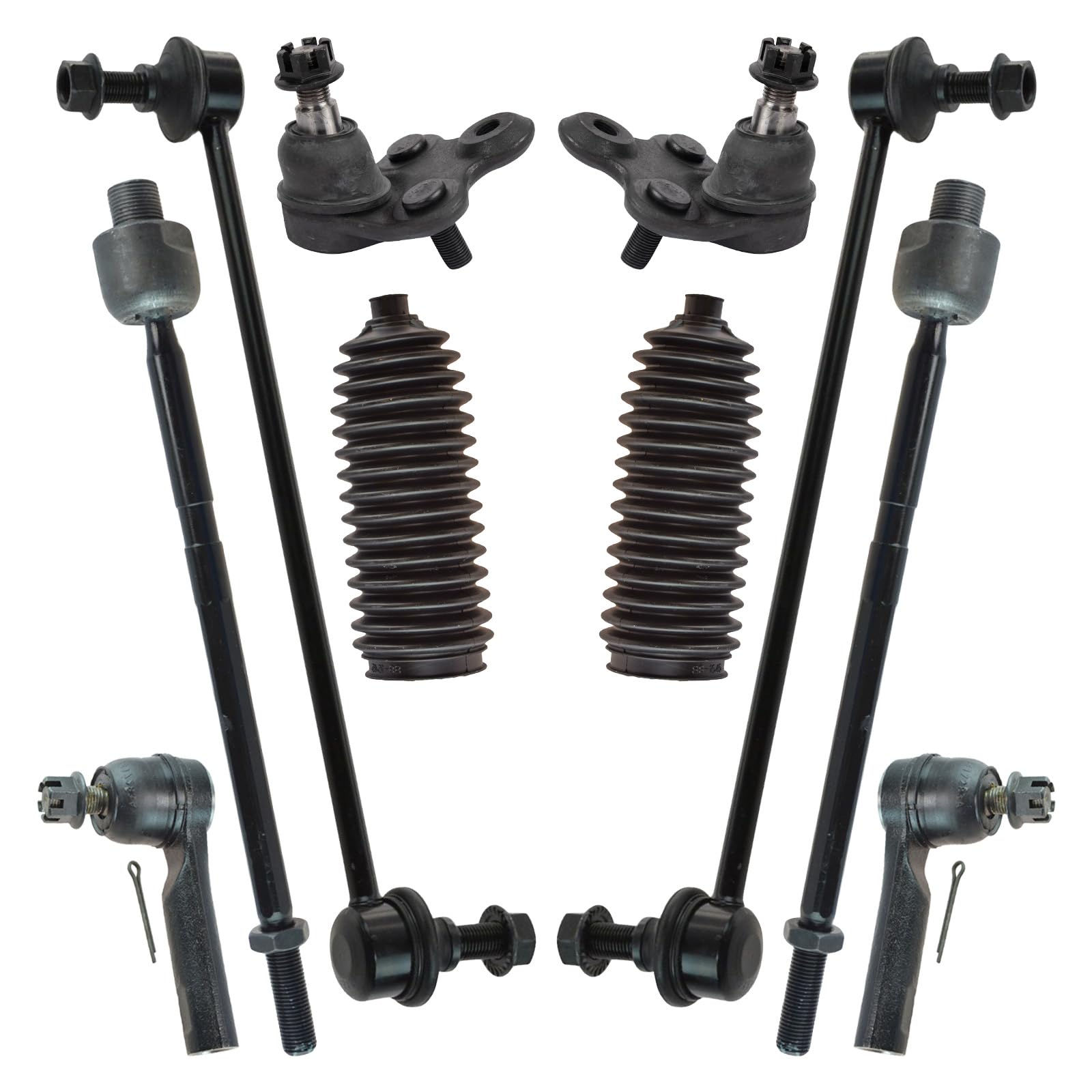 TRQ Front Steering & Suspension Kit with Ball Joint, Steering Rack & Pinion, Bellow, Sway Bar, Stabilizer Link & Tie Rod - Compatible with 2007-2009 Honda CR-V - Perfect for Smooth Ride & Enhanced Vehicle Control
