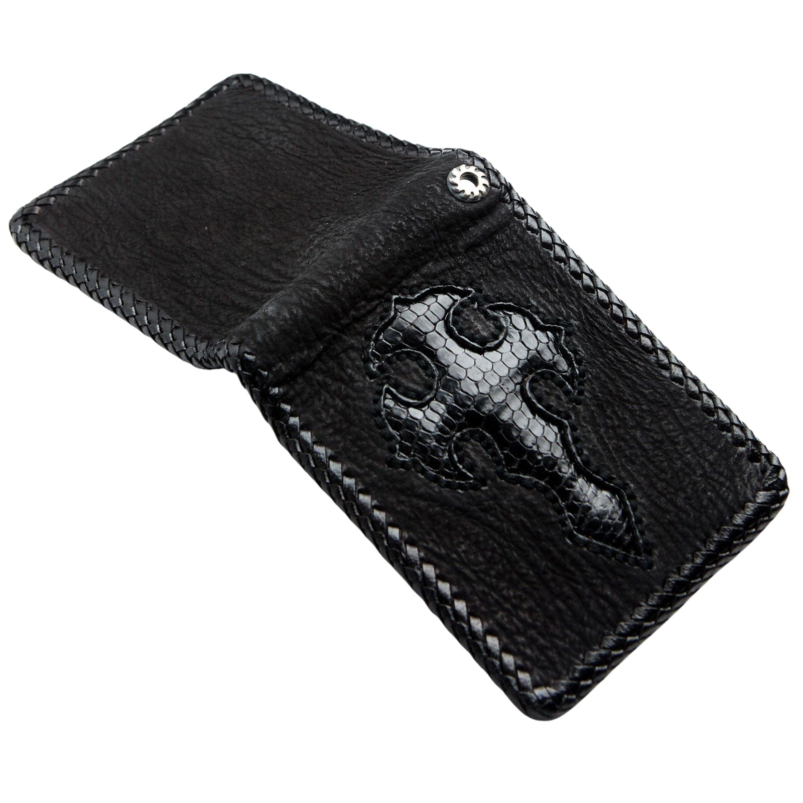 Genuine Leather Bifold Biker Wallet for Men - Cross Black Stylish & Durable RFID Blocking - Perfect for Motorcycle Riders, Travel & Everyday Use