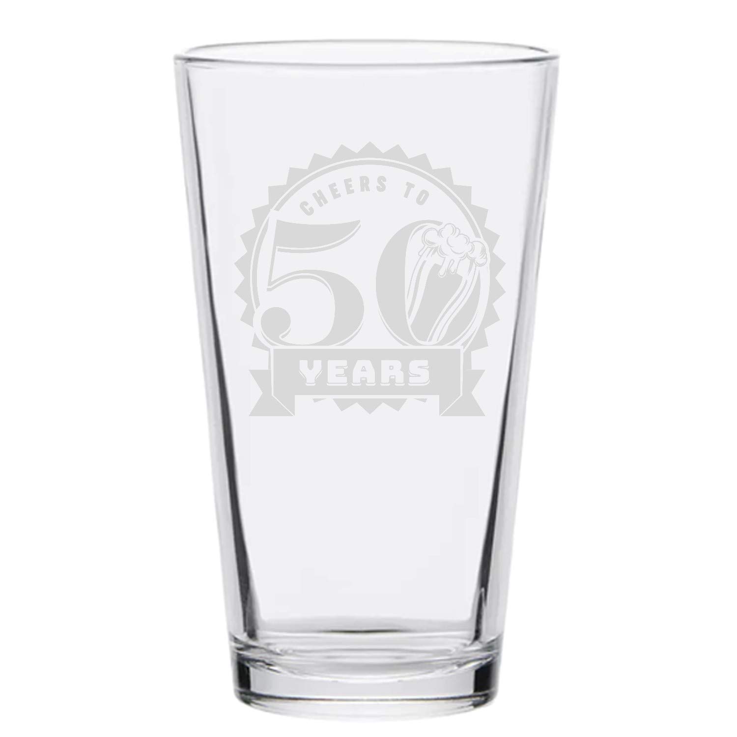 Veracco Cheers To 50 Years Old Anniversary Soda Beer Pint Glass - 16oz Barware for 50th Birthday Gifts, Retirement Parties & Milestone Celebrations