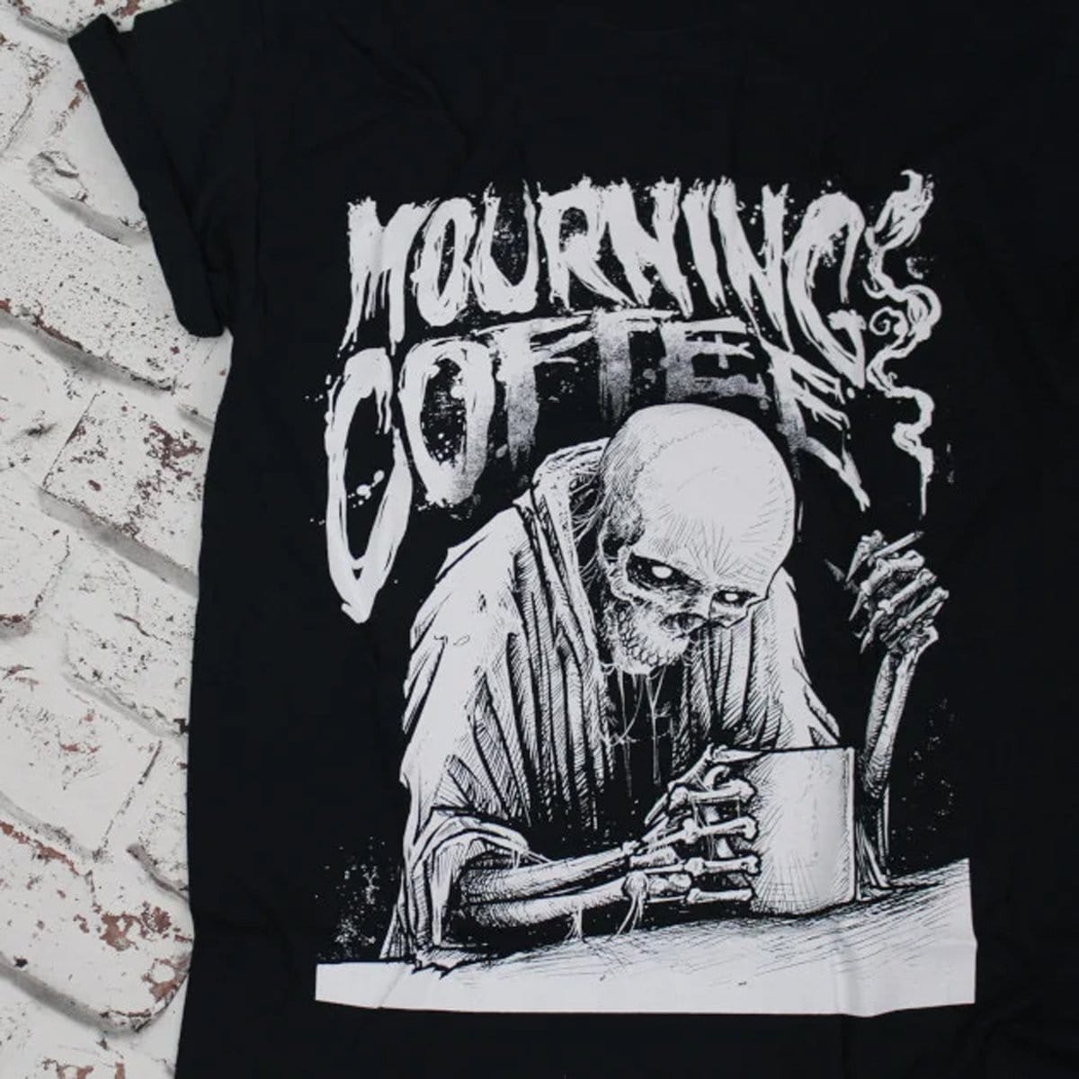 Godmachine Mourning Coffee Graphic T-Shirt - Soft Cotton Tee for Casual Wear & Coffee Lovers