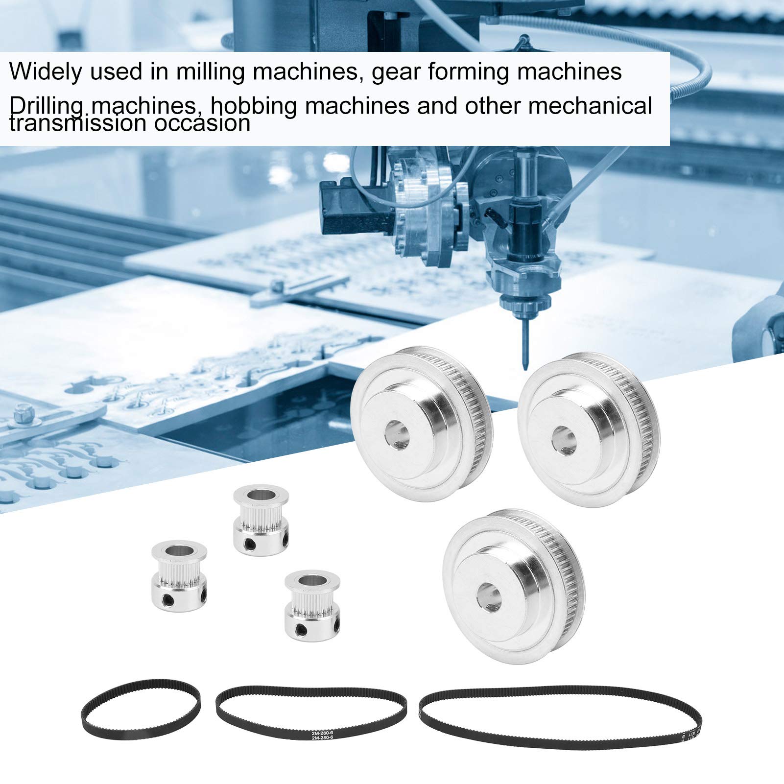 Jeanoko 3 Sets Timing Belt Pulley Kit - Aluminum Alloy 20T & 60T Synchronous Pulley Wheels for 3D Printers, CNC Milling & Drilling Machines | High Precision Replacement Parts for DIY Projects & Industrial Applications
