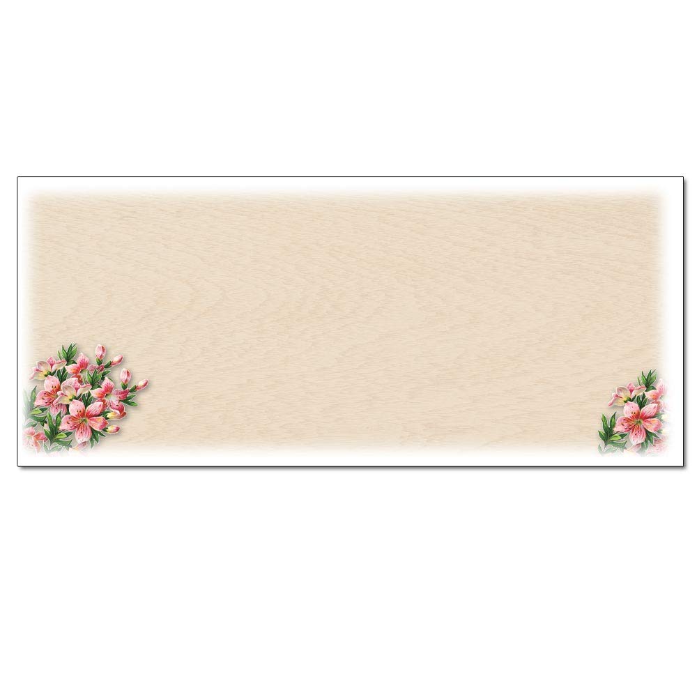 Pink Lilies Envelopes - Set of 25 Floral Stationery Envelopes for Wedding Invitations, Thank You Cards & Special Occasions
