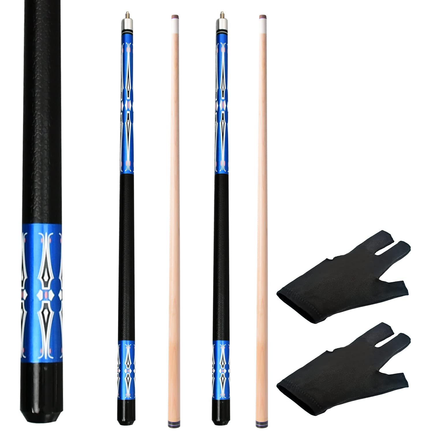 Premium Set of 2 Pool Cue Sticks - 58 Inch 2-Piece Maple Billiard Cues with Linen Wrap for Professional & Home Game Rooms | Perfect for Bars, Game Rooms & Pool Halls