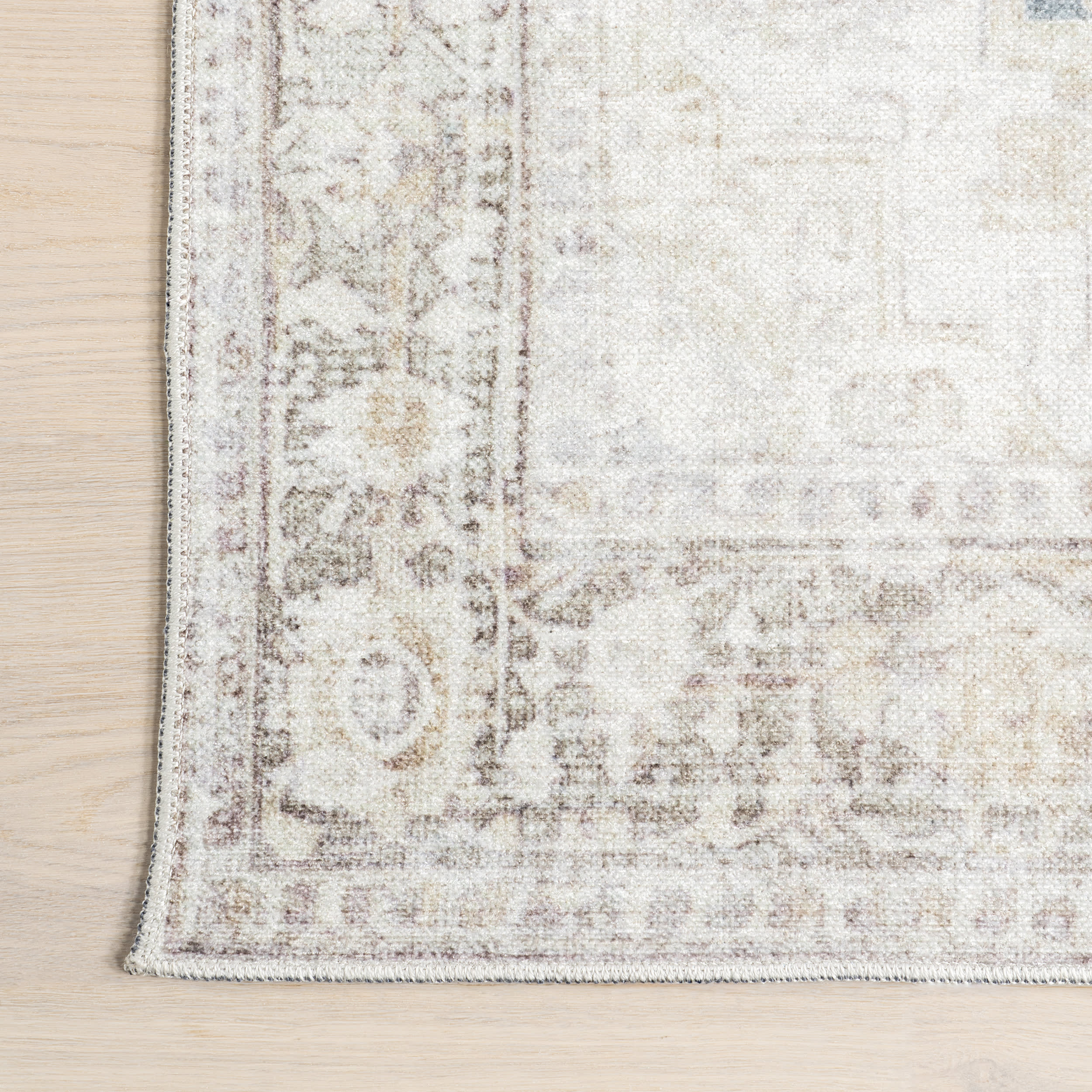 Bethany Medallion Washable Rug - Soft Beige Area Rug for Living Room, Bedroom, Dining Room | Machine Washable & Stain Resistant