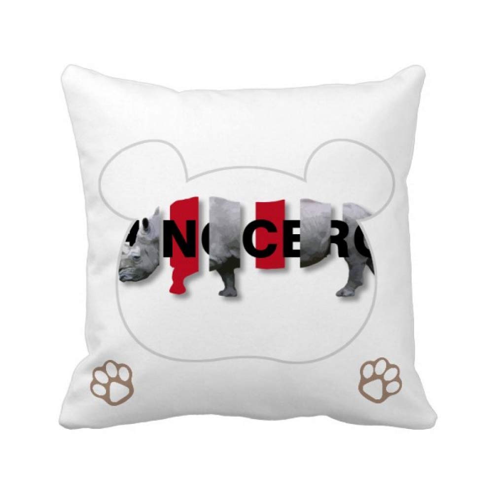 Rhino Body Separation Bear Throw Pillow Cover - Square Cushion Case for Sofa, Bed, Nursery Decor - Soft Plush Animal Print Home Accessories