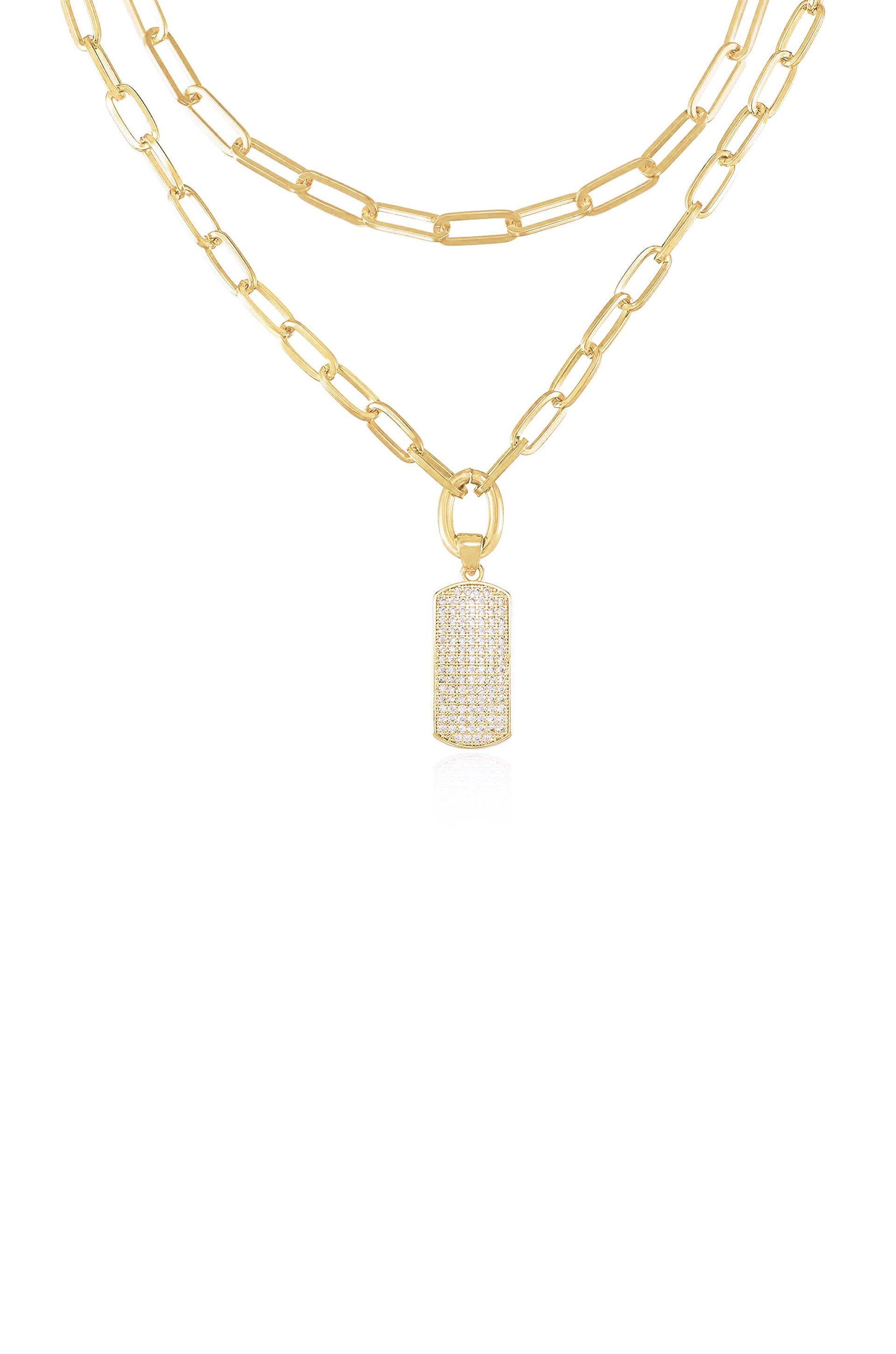 Linked Up Crystal Pendant Layered Necklace Set for Women - Elegant Layered Chain Necklaces with Sparkling Crystals - Perfect for Parties, Date Nights, and Special Occasions