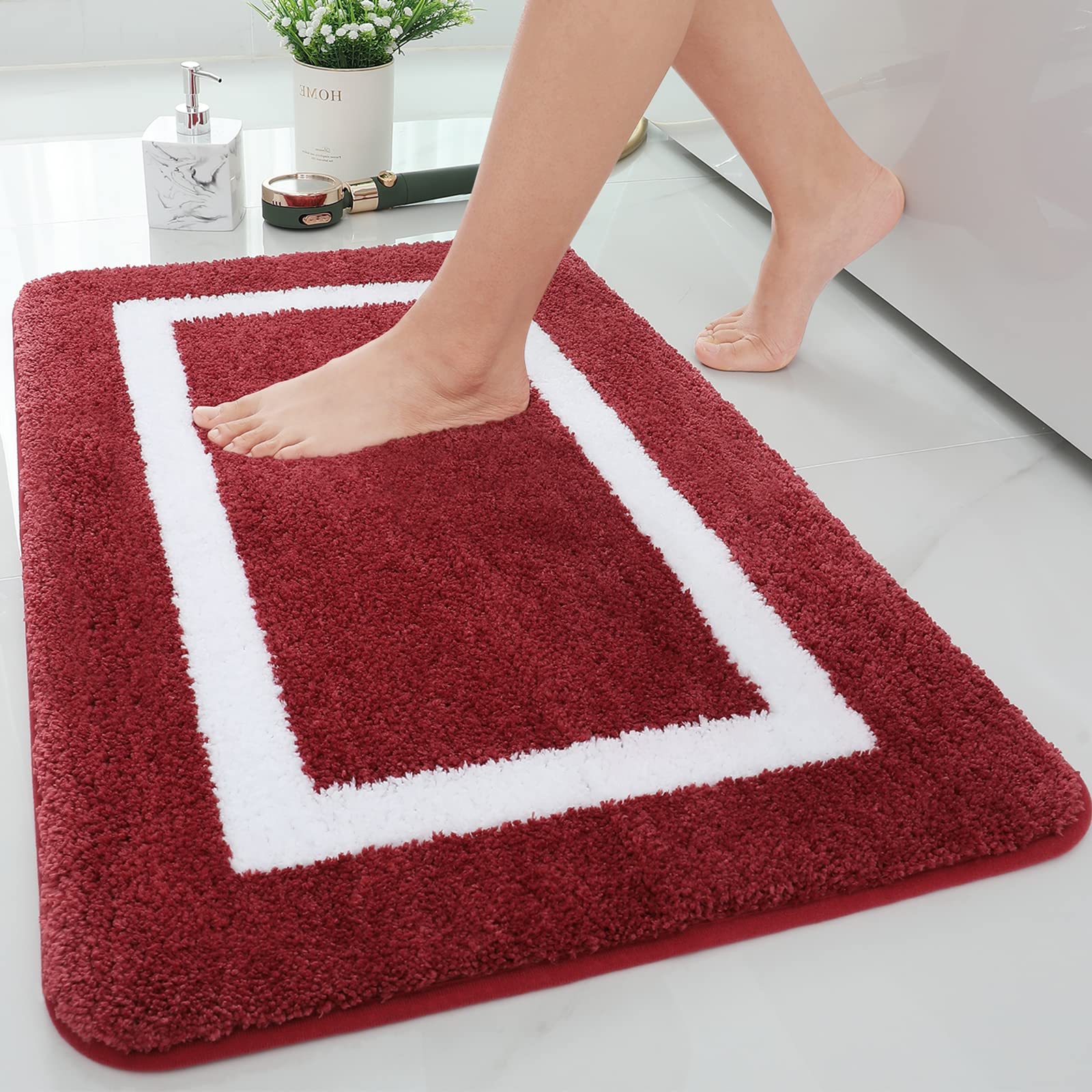 Luxury Super Soft Microfiber Bathroom Rug - Ultra Absorbent Non-Slip Shaggy Bath Mat for Bathroom Floor, Tub & Shower - Machine Washable 20