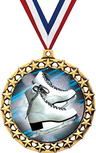 2.5 Inch Galaxy Star Ice Skates Medals - Premium Ice Skating Awards for Competitions & Tournaments - Perfect for Figure Skating, Hockey & Winter Sports Recognition