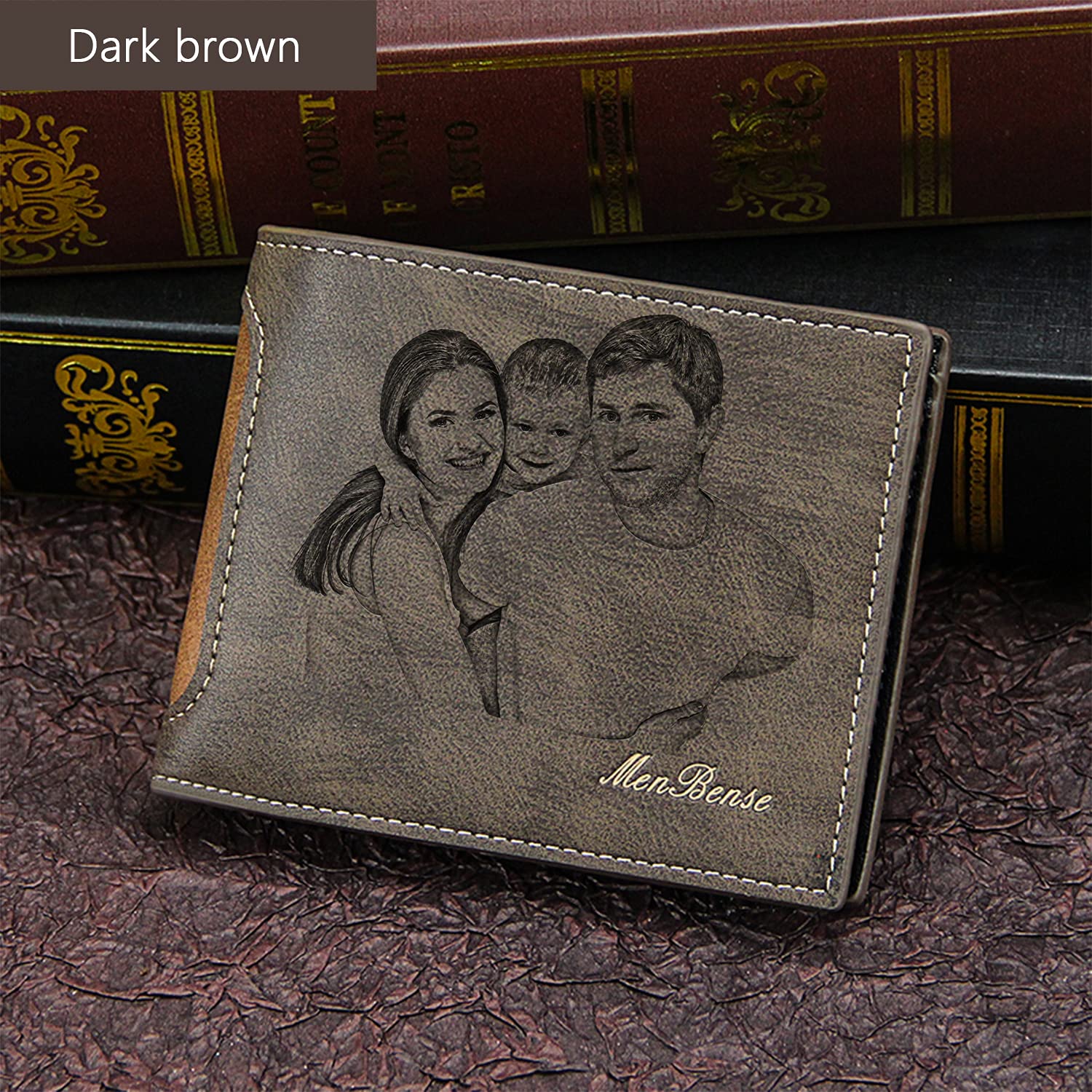 Personalized Engraved Leather Wallet for Men - Custom Photo & Name Gift for Dad, Husband, Son - Perfect for Birthdays, Anniversaries & Special Occasions