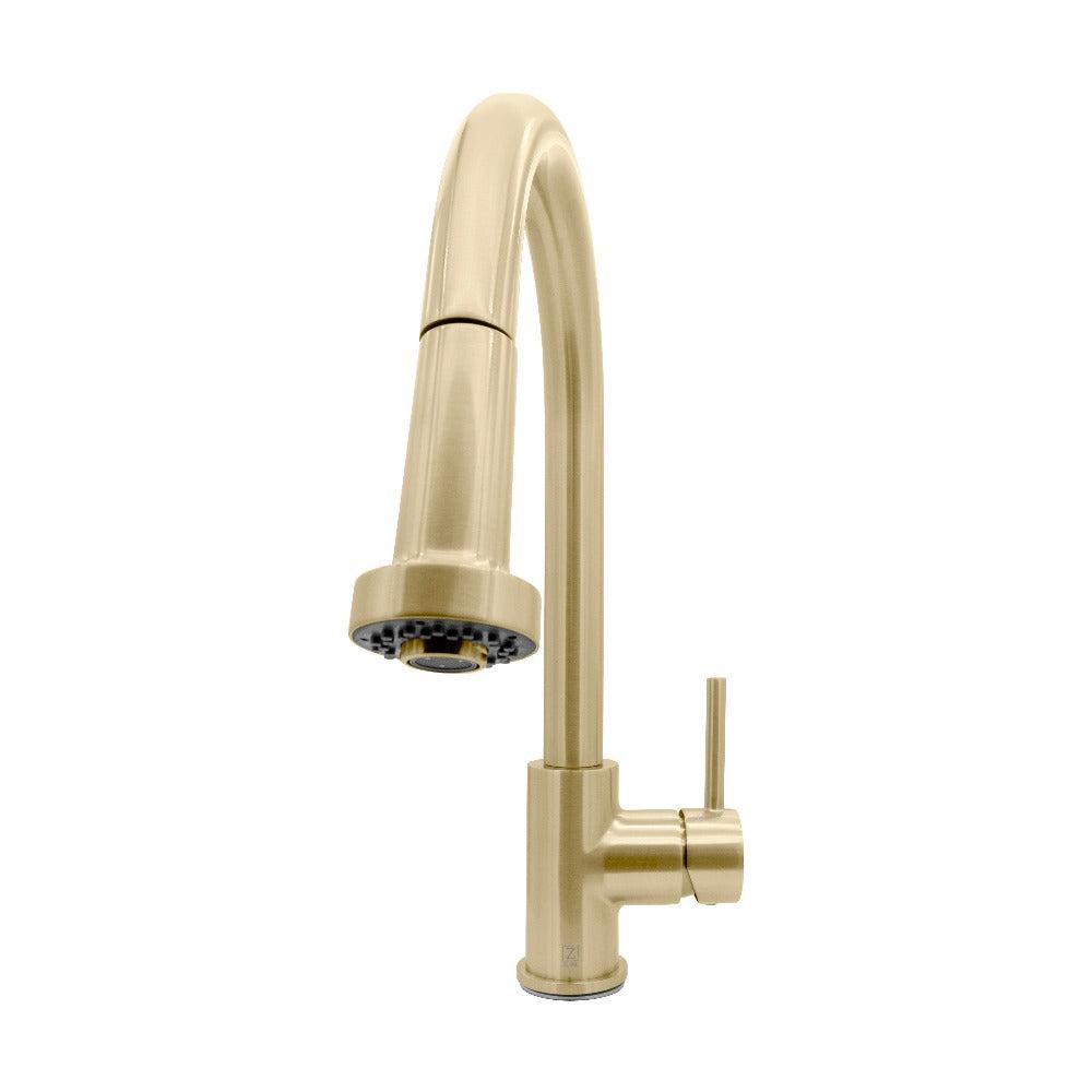 ZLINE Monet Pull Down Kitchen Faucet in Champagne Bronze - High Arc Single Handle Sprayer Faucet with Magnetic Docking for Modern Farmhouse & Commercial Kitchens (MON KF CB)