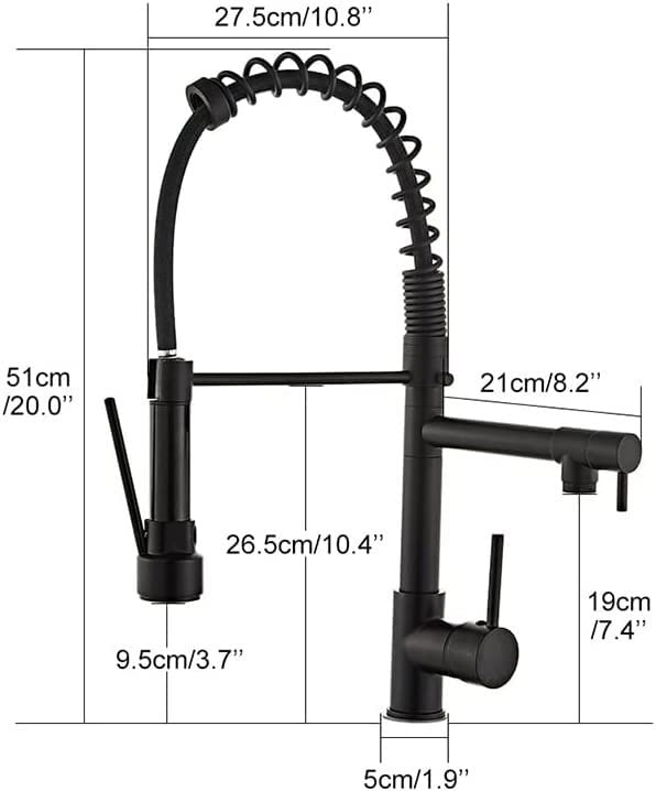 KORP Pull-Out Sprayer Kitchen Sink Faucet with Dual Spout - Chrome/Gold Single Handle Deck Mount Mixer Tap for Hot & Cold Water - Perfect for Modern Kitchens and Bathrooms