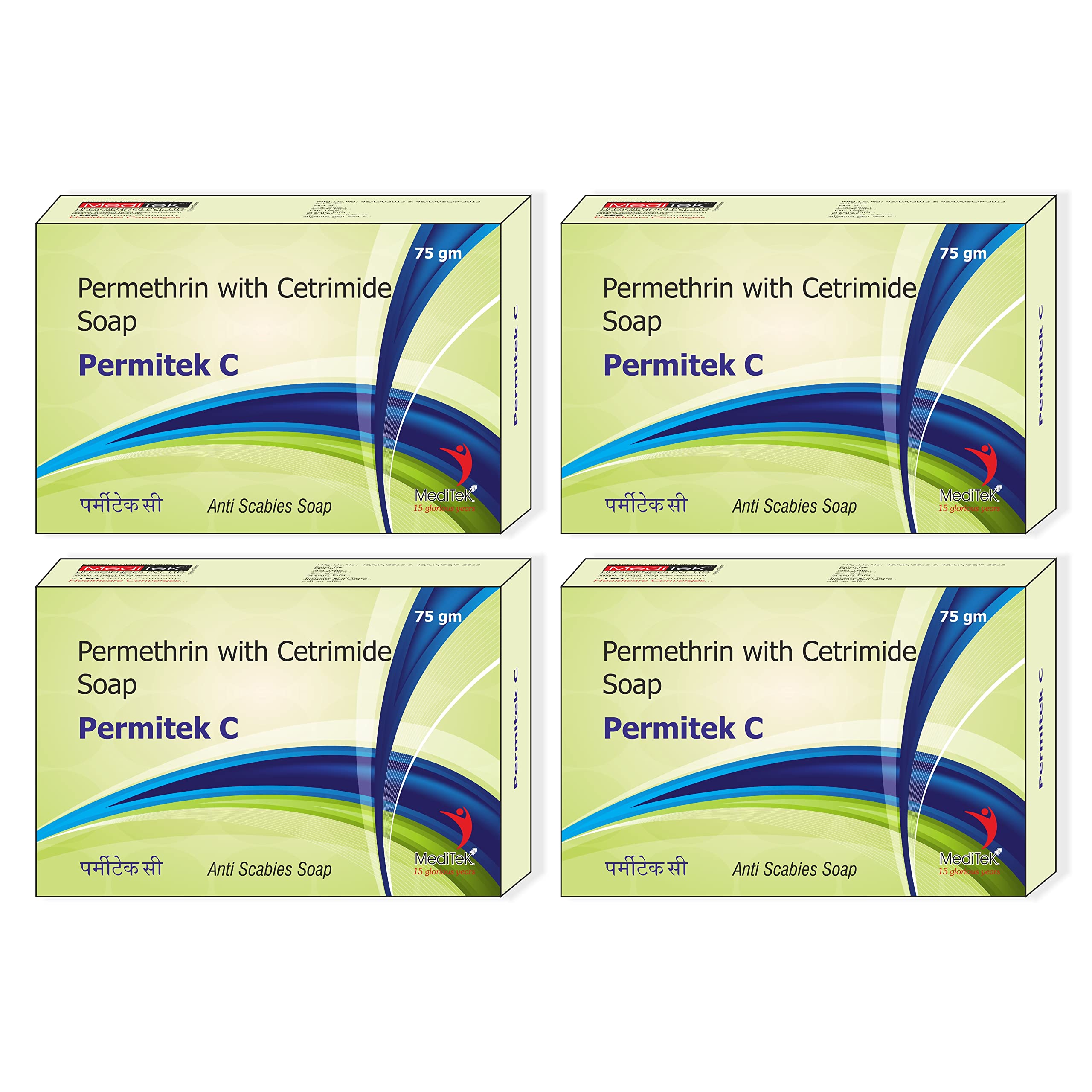 Meditek Permitek C Anti-Scabies Medicated Soap 75g (4-Pack) - Treats Itching & Skin Irritation for Adults & Kids - Ideal for Shower & Daily Skin Care