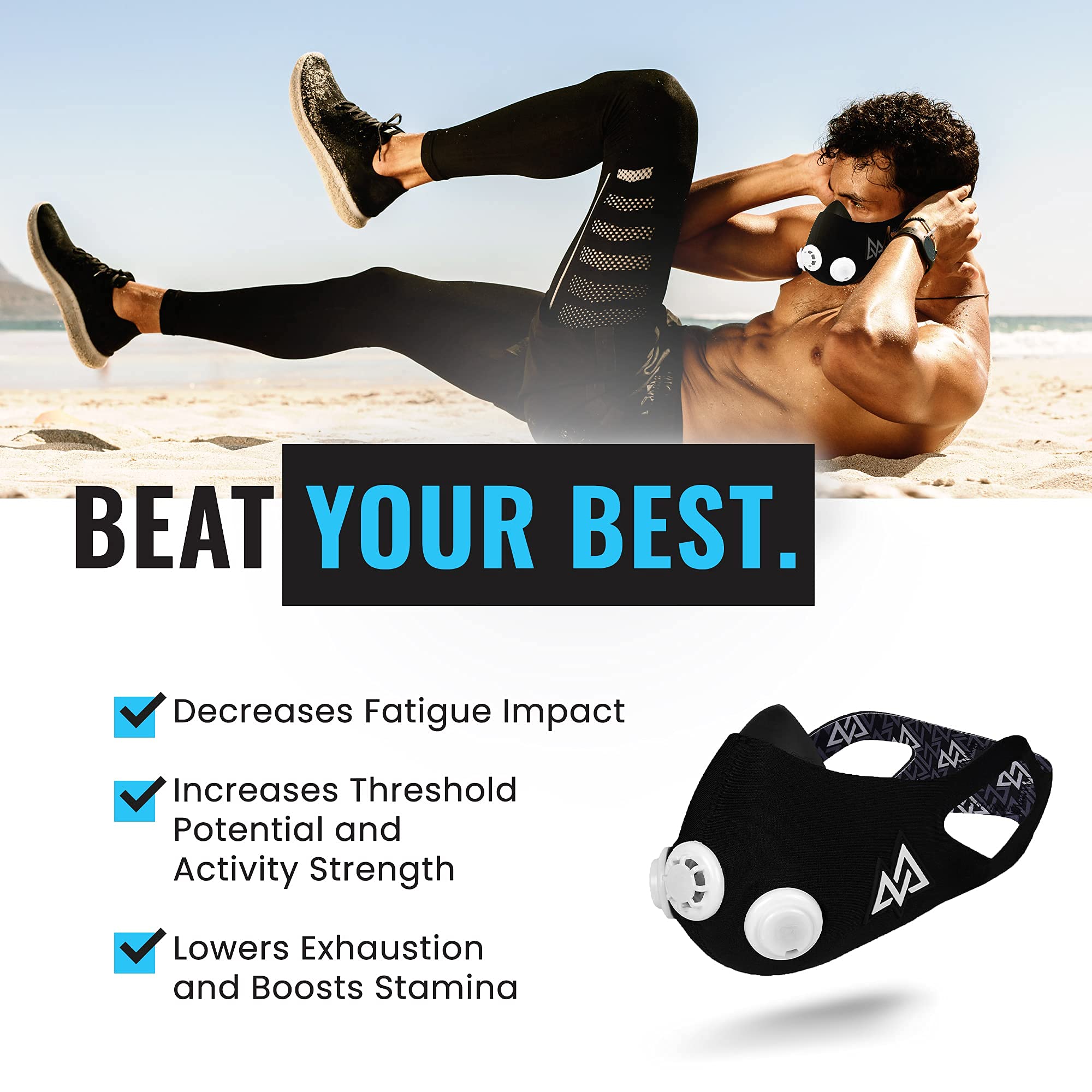 Elevation Training Mask 2.0 - Blackout Edition for High-Altitude Workouts & Fitness Training - Improve Endurance for Running, Cycling, and CrossFit