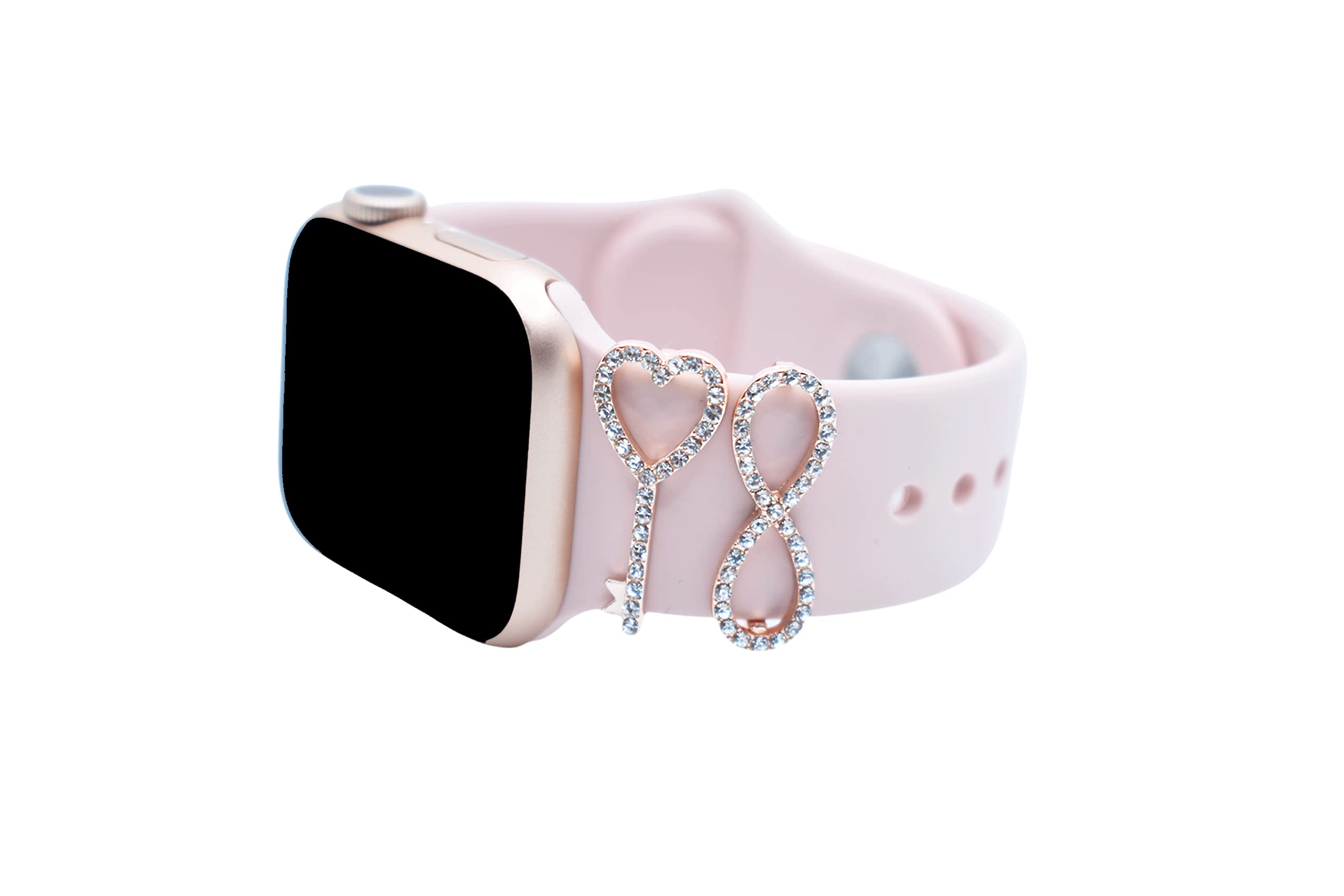 Trendy Rhinestone Smart Watch Charms - Decorative Loops & Figure Shaped Charms for Apple Watch Series 6/5/4/3/2/1 (38mm/40mm/42mm/44mm) - 2PCS Sparkling Jewelry Accessories | Perfect for Workout, Party & Daily Wear (Watch & Band Not Included)