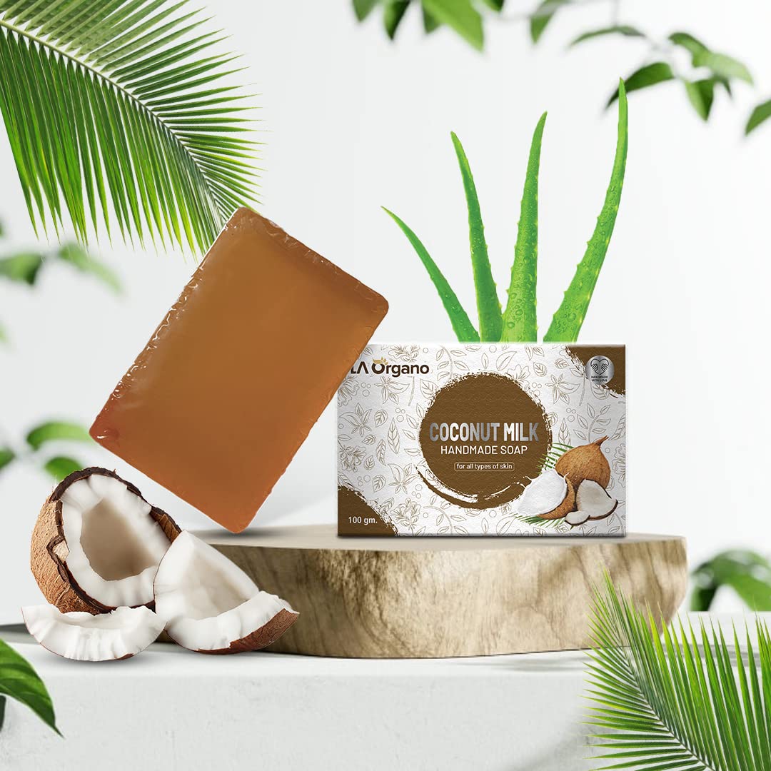 Organic Coconut Milk & Kumkumadi Handmade Bath Soap - 100g Each, Pack of 2 | Natural Skin Care for Dry & Sensitive Skin | Perfect for Spa Day & Relaxing Bath Time