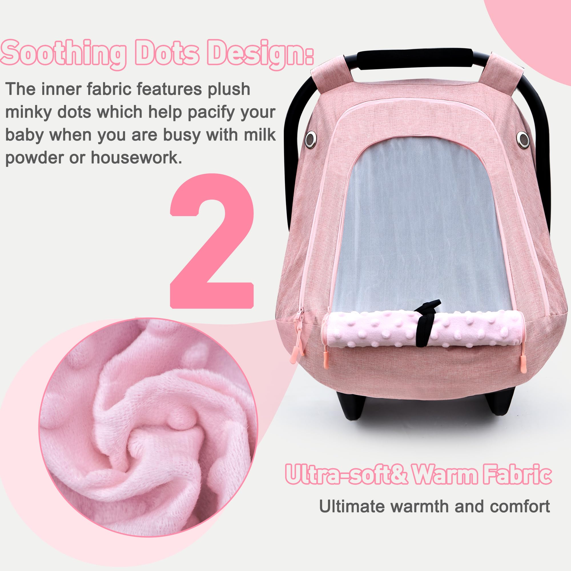 Waterproof & Windproof Baby Car Seat Cover for Girls & Boys - Soft Pink Infant Car Seat Canopy to Keep Baby Warm & Cozy - Perfect for Strollers, Car Seats & Outdoor Protection