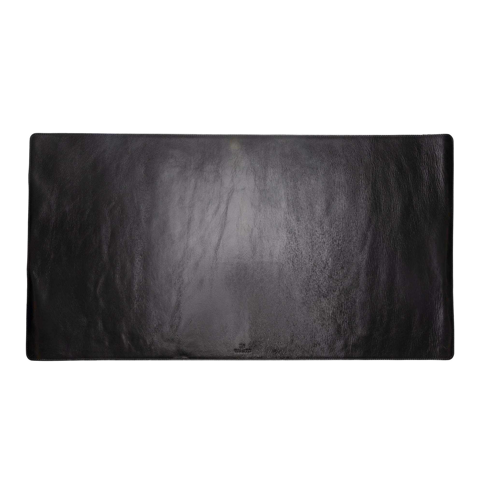 Venito Premium Leather Desk Mat (36 x 19 Inches) - Large Office Mouse Pad for Home & Work, Non-Slip Desk Protector, Rustic Black - Perfect for Writing, Typing & Gaming Accessories