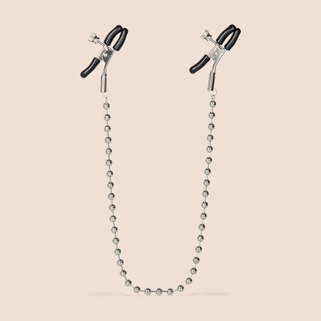 Nipple Play® Adjustable Beaded Nipple Clamps with Chain - Sensual Adult Toy for BDSM, Couples Play & Intimate Exploration