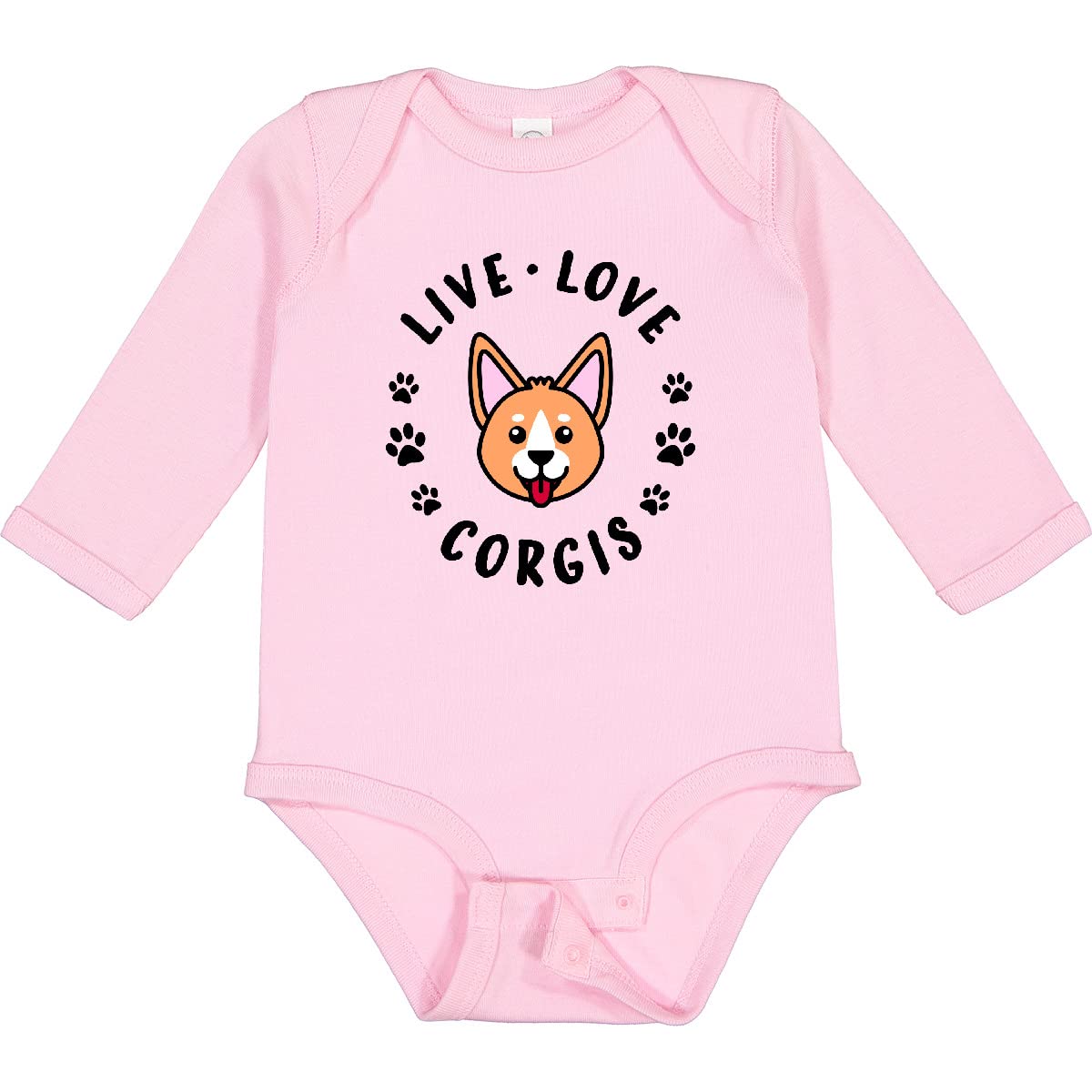 Inktastic Live Love Corgis Long Sleeve Baby Bodysuit - Adorable Corgi Dog Lover Outfit for Infants & Newborns - Perfect for Family Photos, Birthdays & Corgi-Themed Events