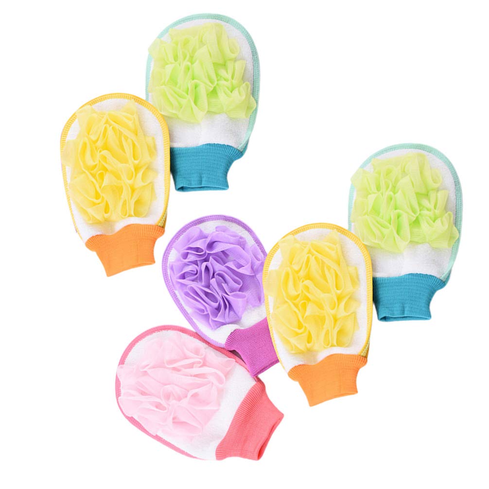 6-Pack Exfoliating Body Scrub Mitts - Loofah Sponge Pouf for Dead Skin Removal & Spa Bath | Shower Scrubber for Smooth Skin (Random Colors) - Perfect for Home Spa, Gift Sets & Daily Skincare Routine
