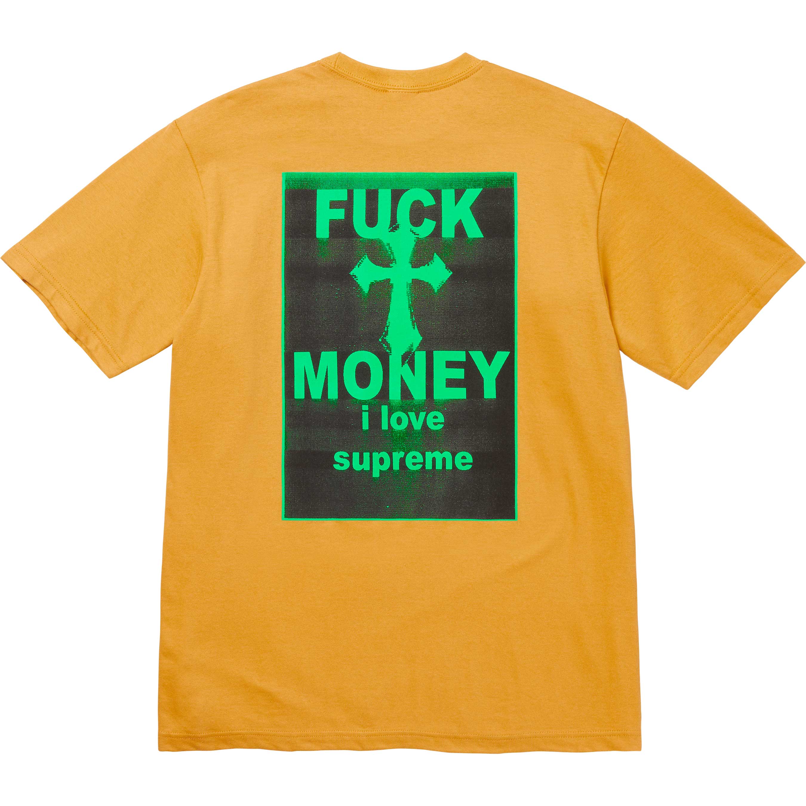 Supreme Fuck Money T-Shirt - Mustard Yellow Streetwear Graphic Tee for Men | Hip Hop Fashion, Urban Style, Casual Wear