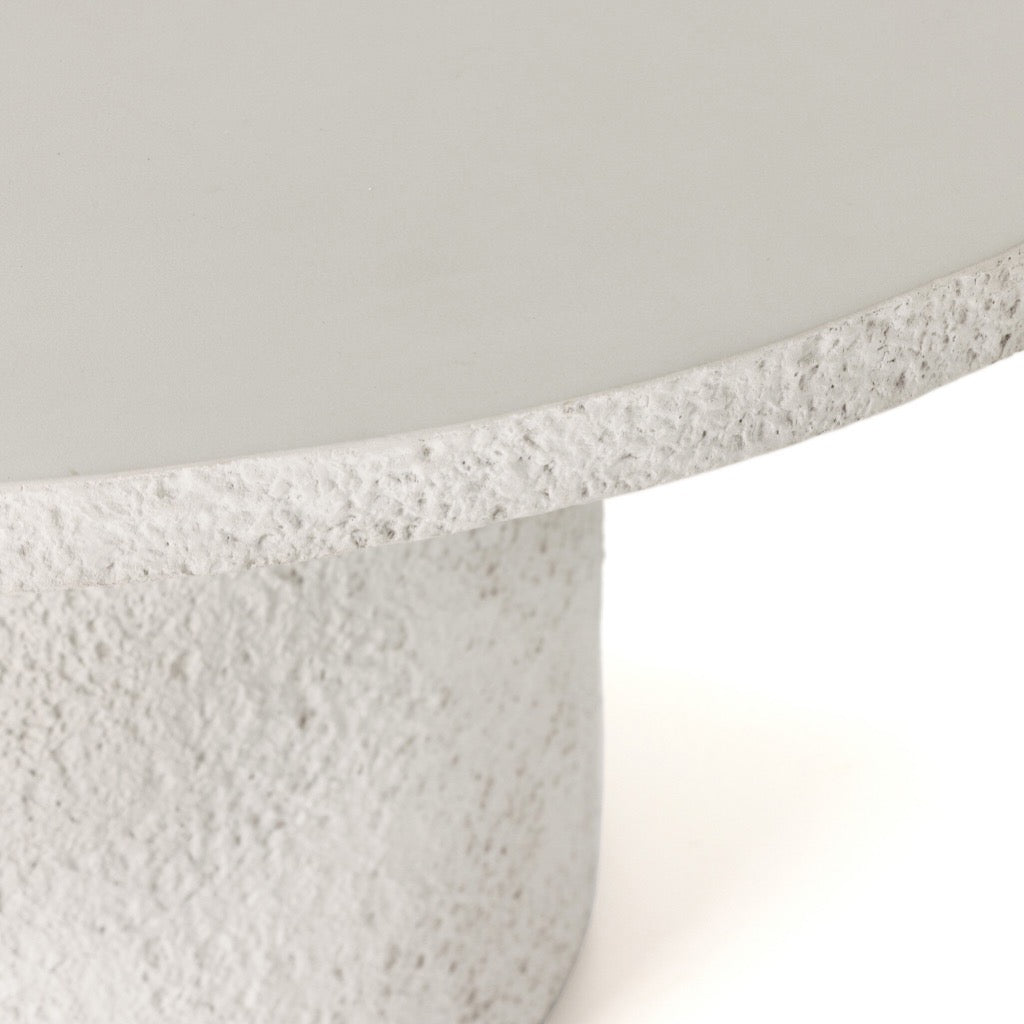 Otero 48 Inch Round Outdoor Dining Table - Weatherproof Matte Stone Top - Perfect for Patio, Garden, and Backyard Entertaining