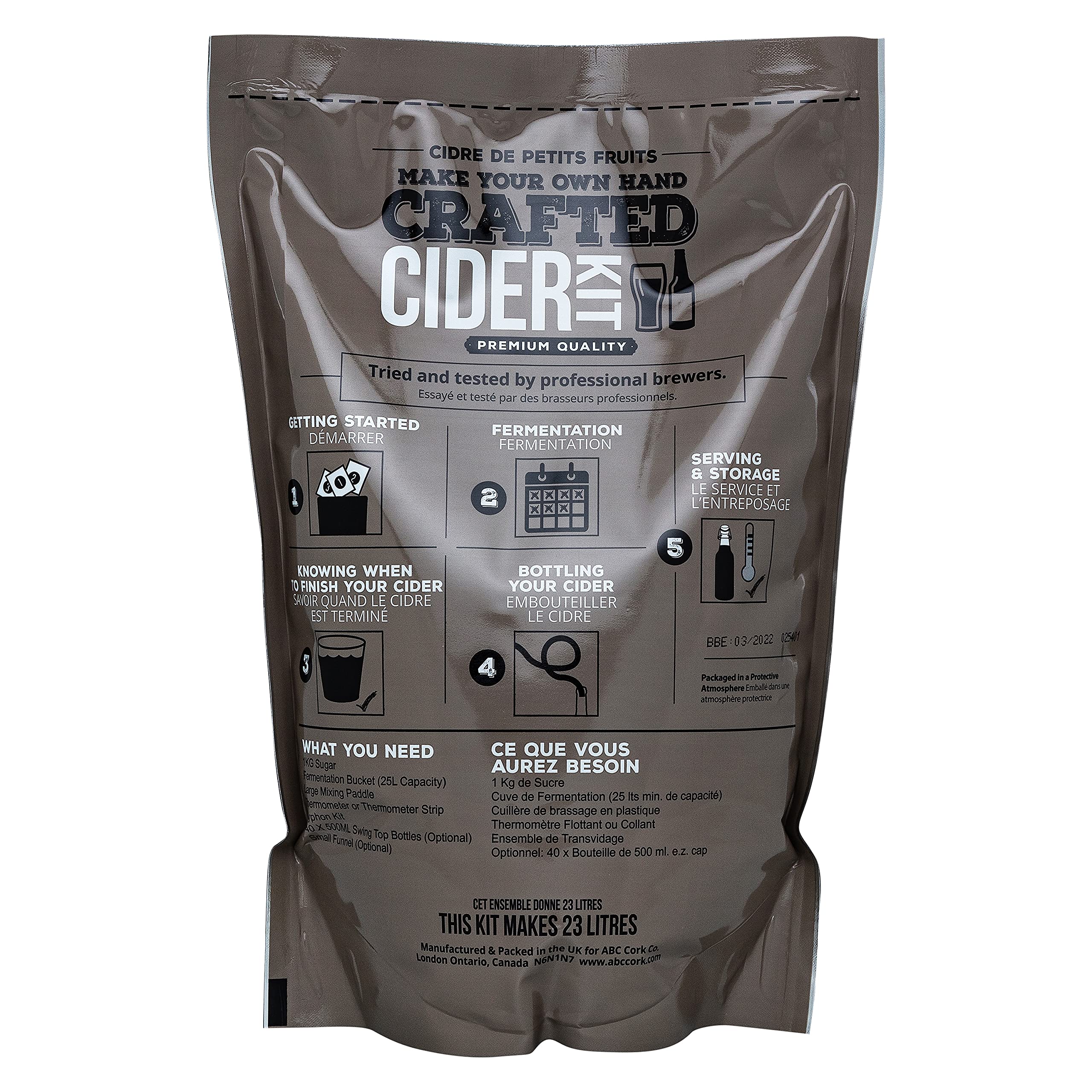 Premium ABC Crafted Series Apple Cider Making Kit - Complete Home Brewing Set for Fresh Hard Cider - Perfect for Fall Harvest Parties, DIY Gifts & Homemade Beverage Enthusiasts