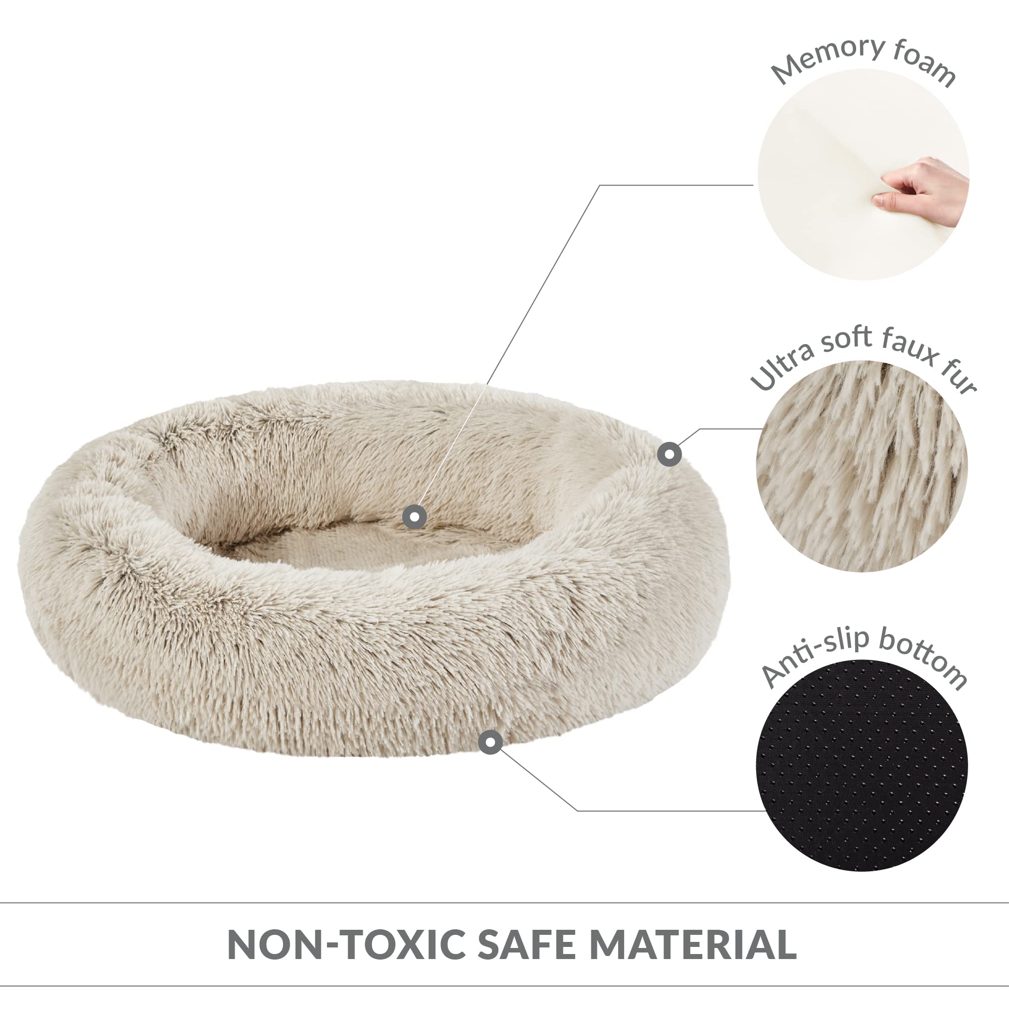 Orthopedic Dog Bed with Memory Foam - Soft Faux Fur Pet Couch for Indoor Cats & Dogs, Machine Washable - Perfect for Calming & Comfort