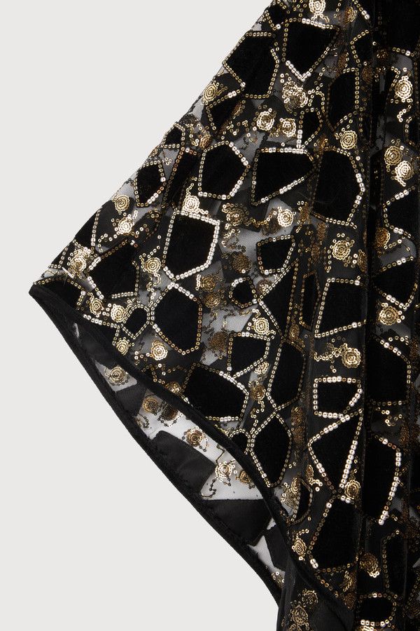 Elegant Velvet Sequin Collared Capelet Shawl for Women - Perfect for Evening Parties, Weddings & Holiday Events